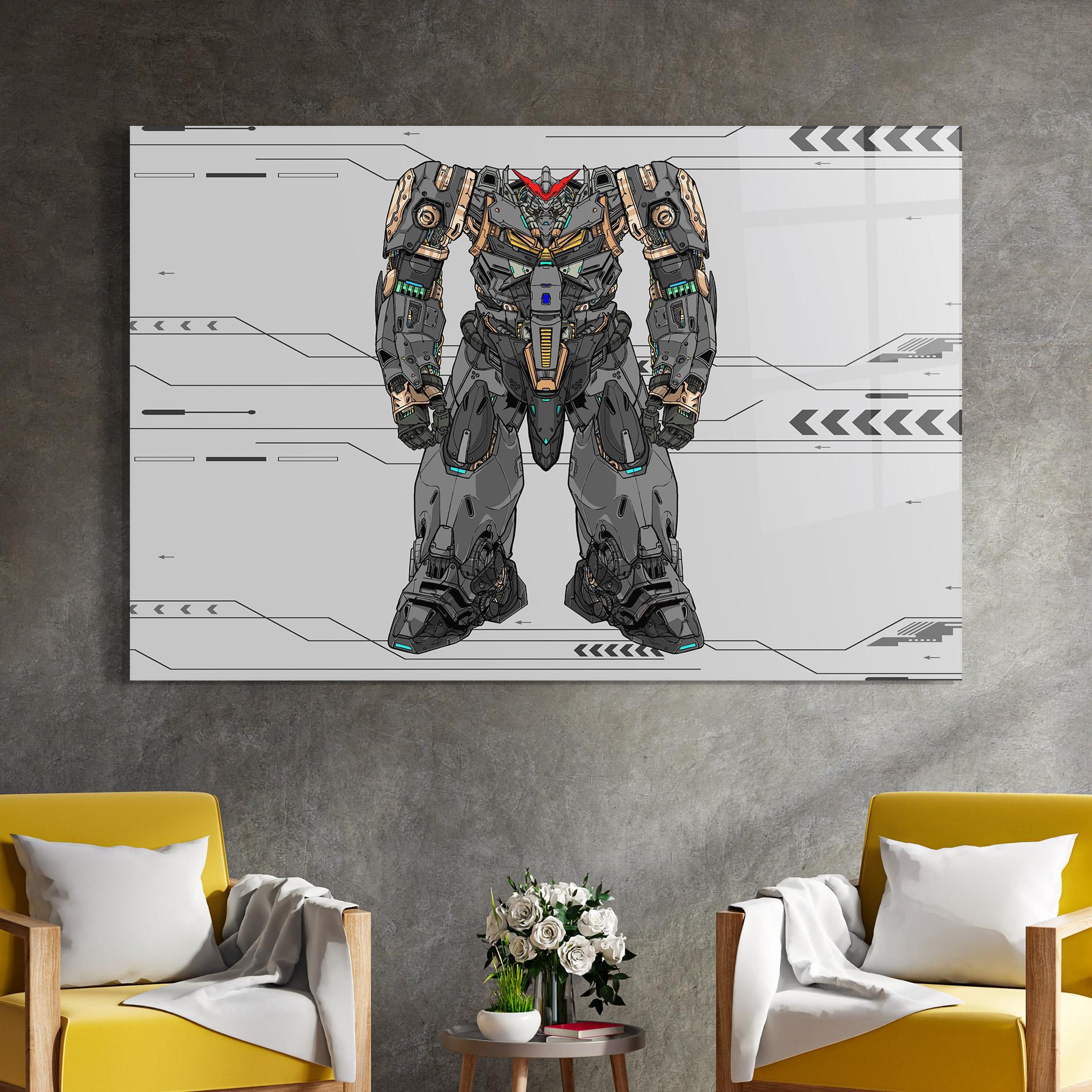 Tablou Sticla Big Grey Robot mockup 4