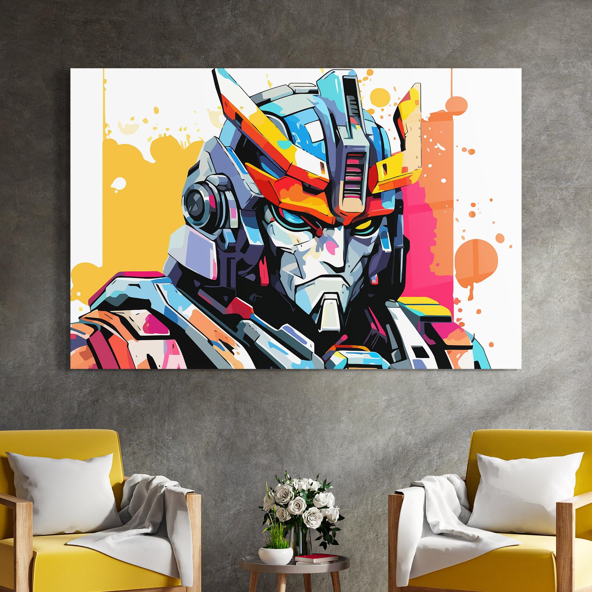 Tablou Sticla Colorful Art Robot mockup 4