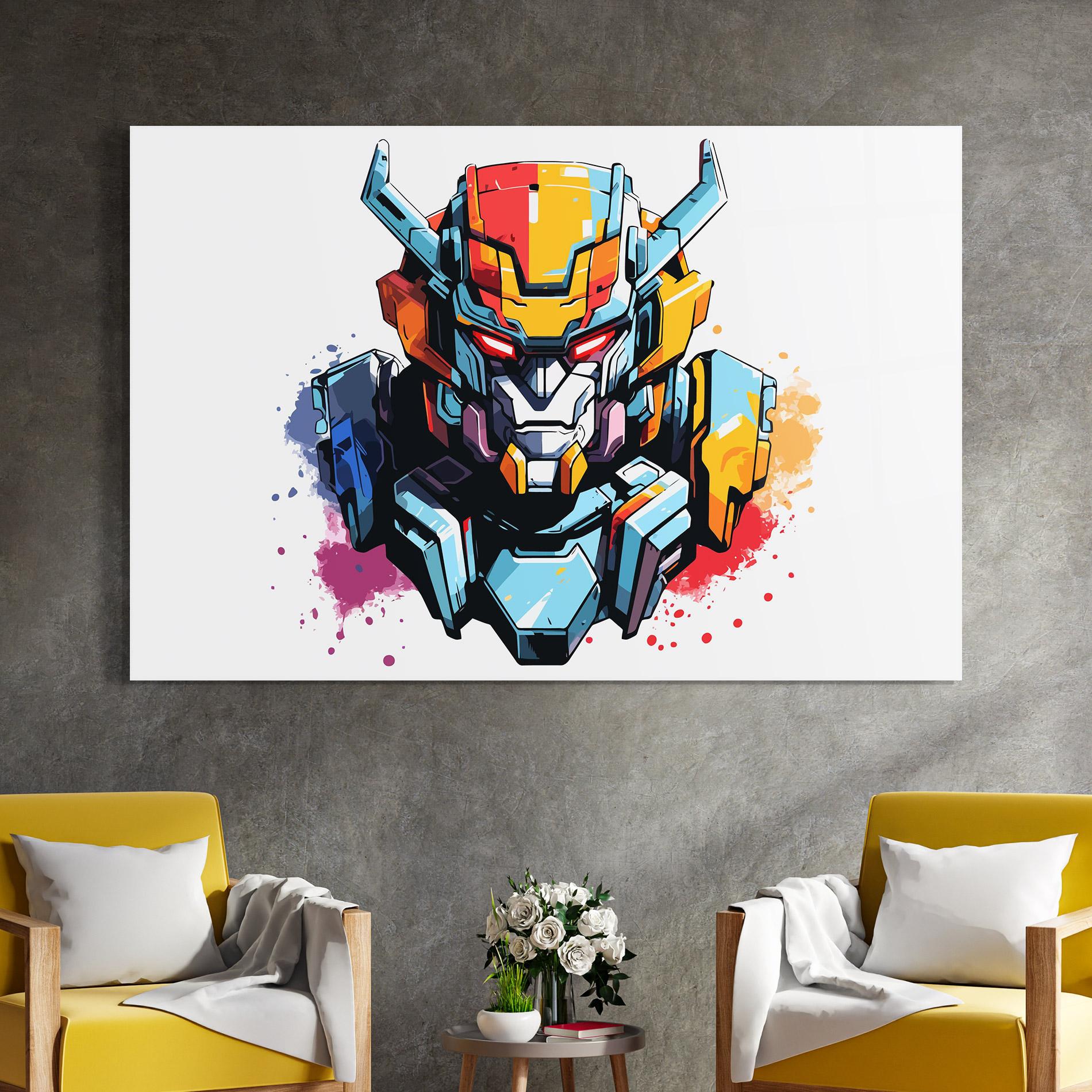 Tablou Sticla Colorful Robot mockup 4