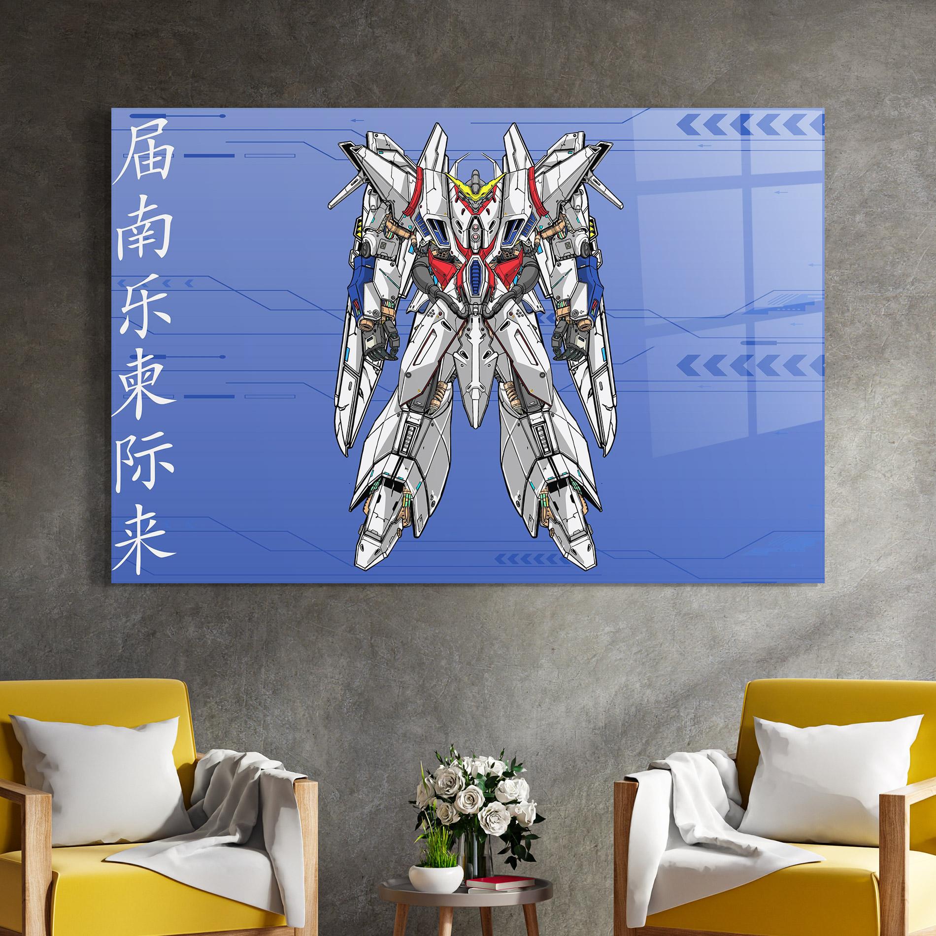 Tablou Sticla White Red Robot mockup 4