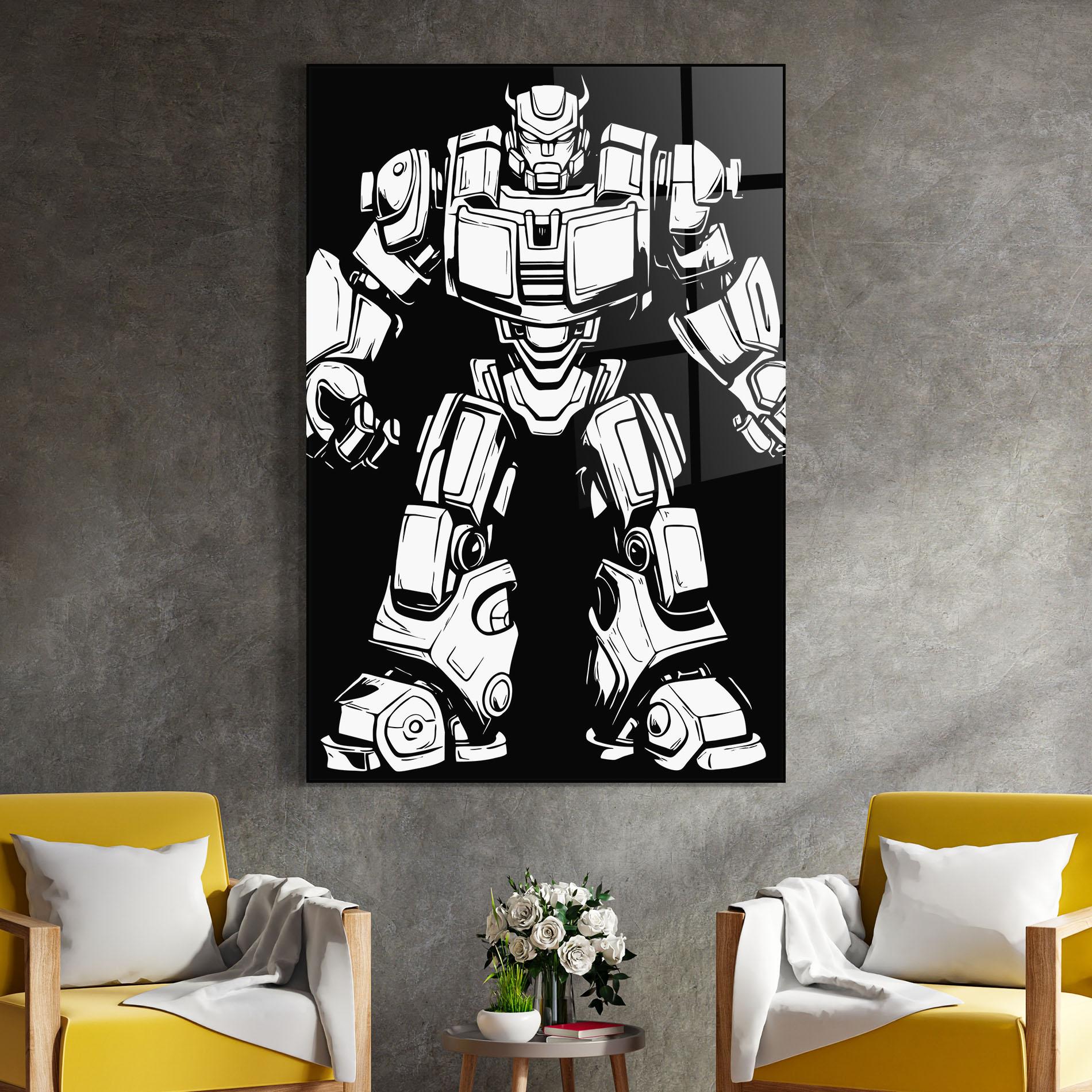 Tablou Sticla Robot Machine mockup 4