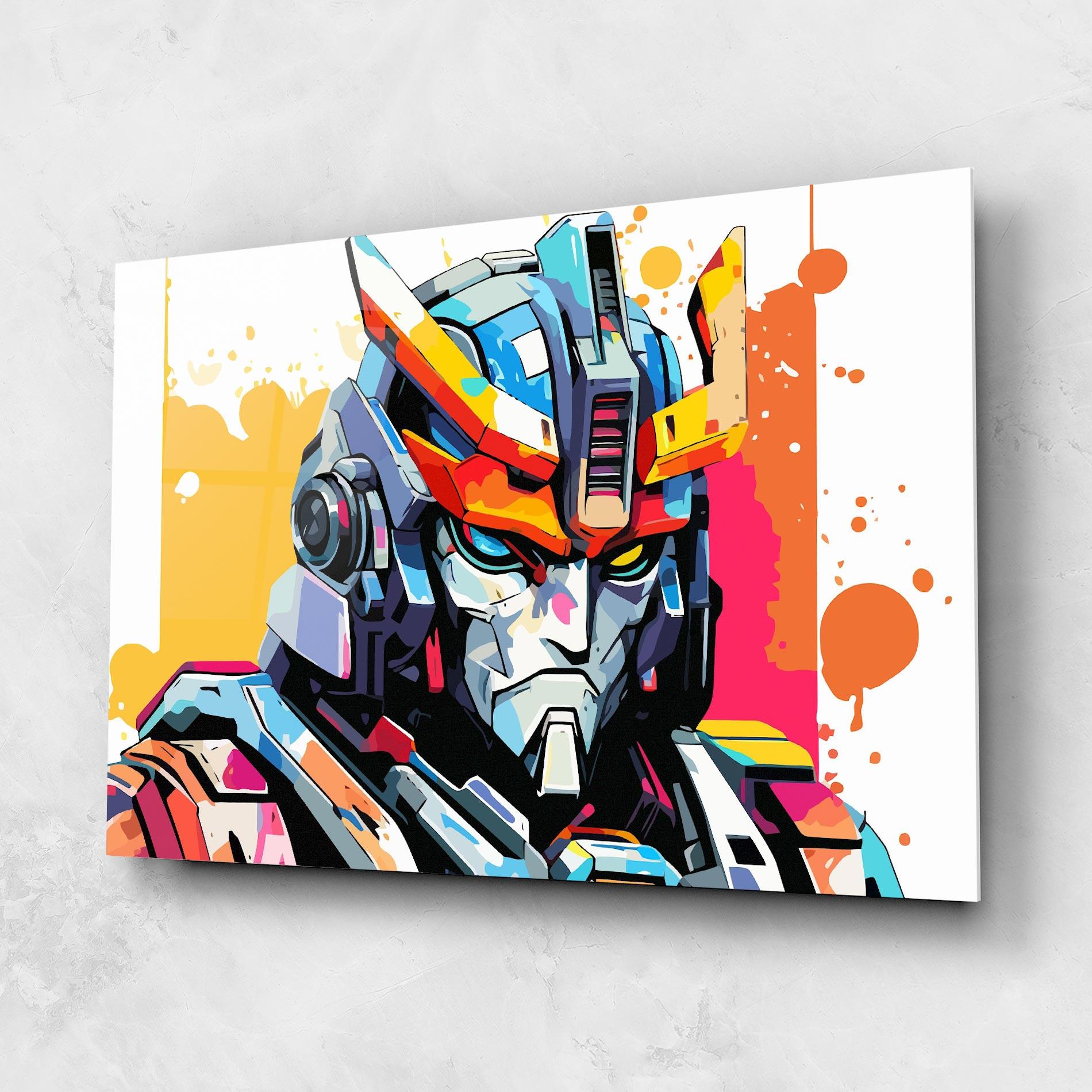 Tablou Sticla Colorful Art Robot mockup 1