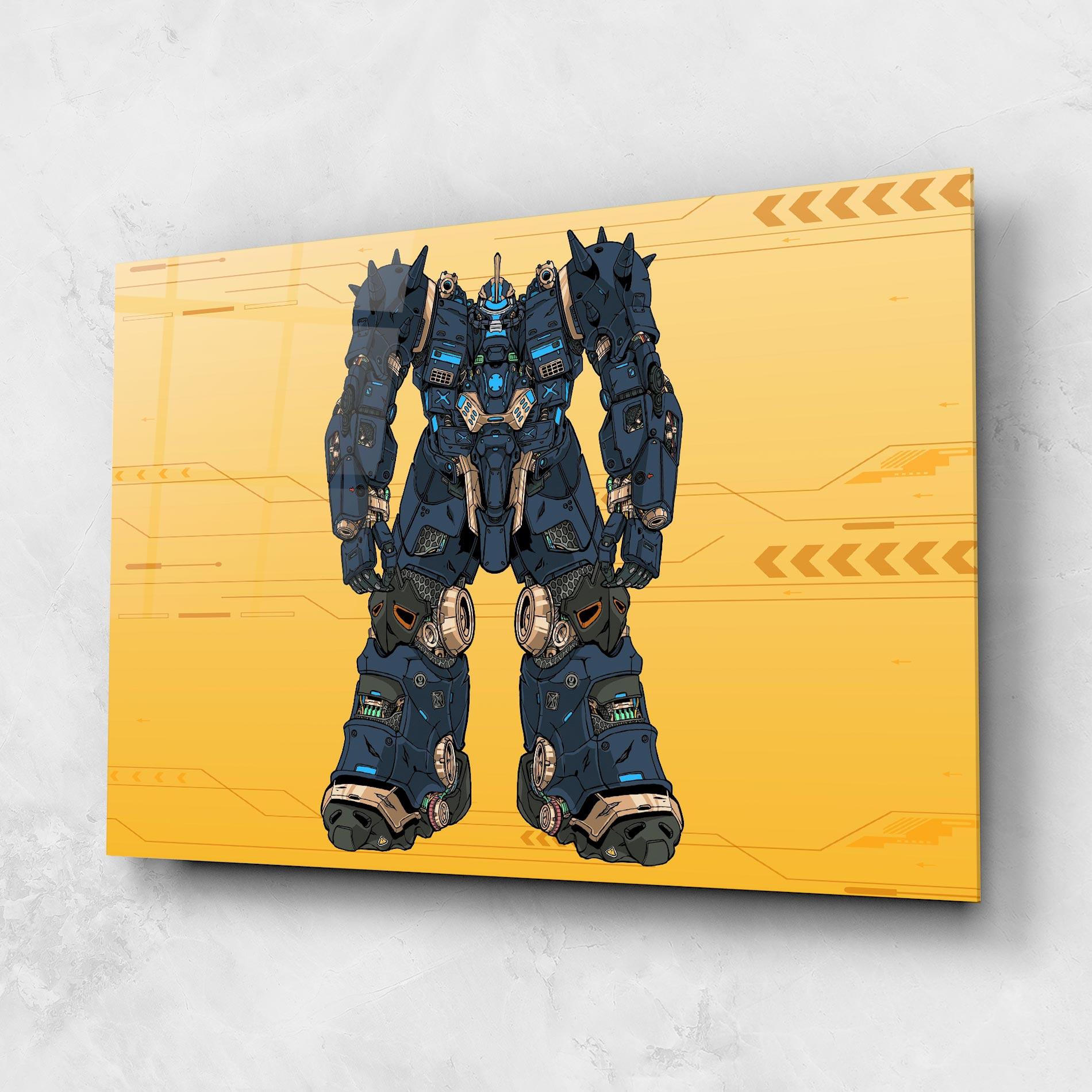 Tablou Sticla Dark Blue Robot mockup 1