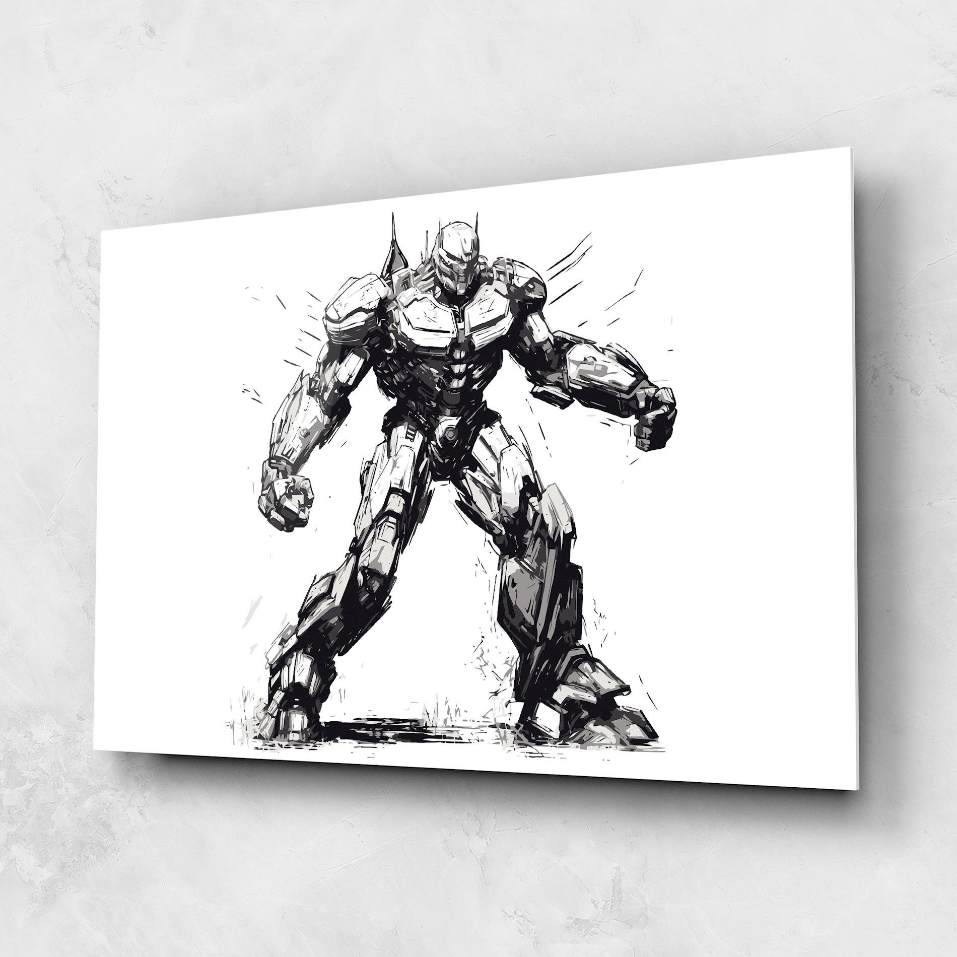 Tablou Sticla Grey White Robot mockup 1