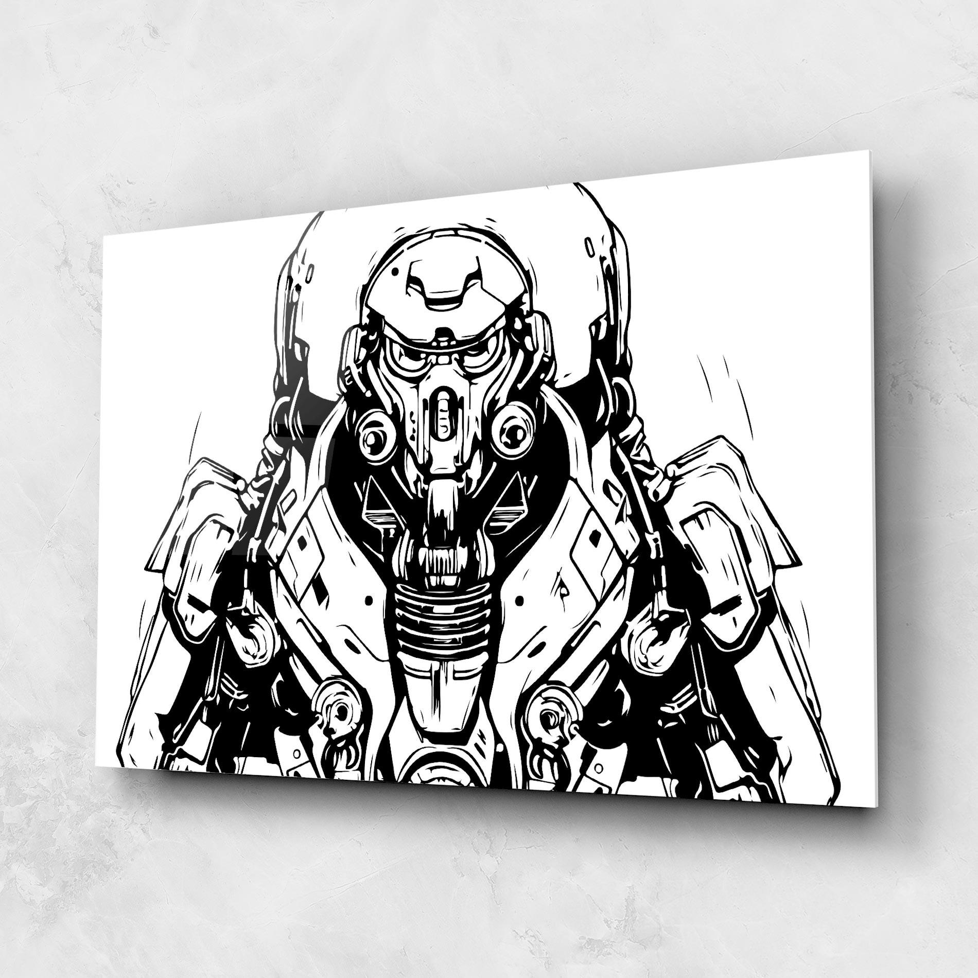 Tablou Sticla Military Robot mockup 1