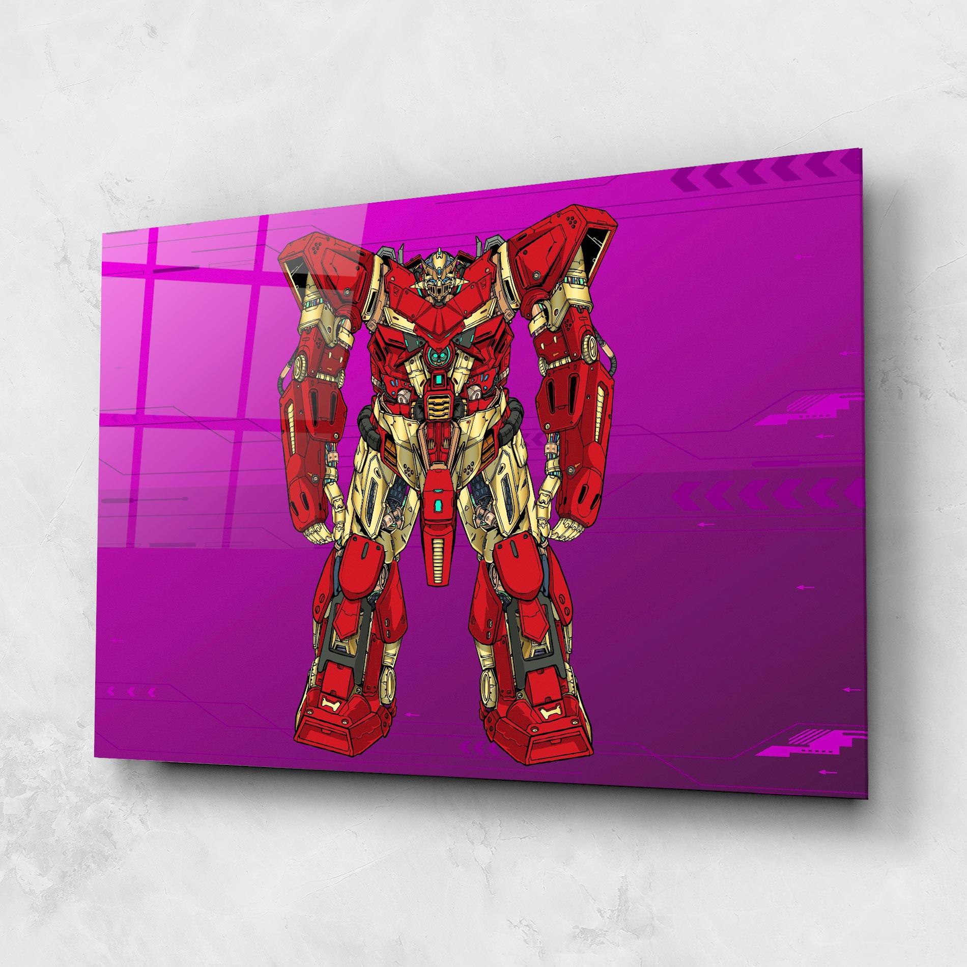 Tablou Sticla Red Cream Robot mockup 1
