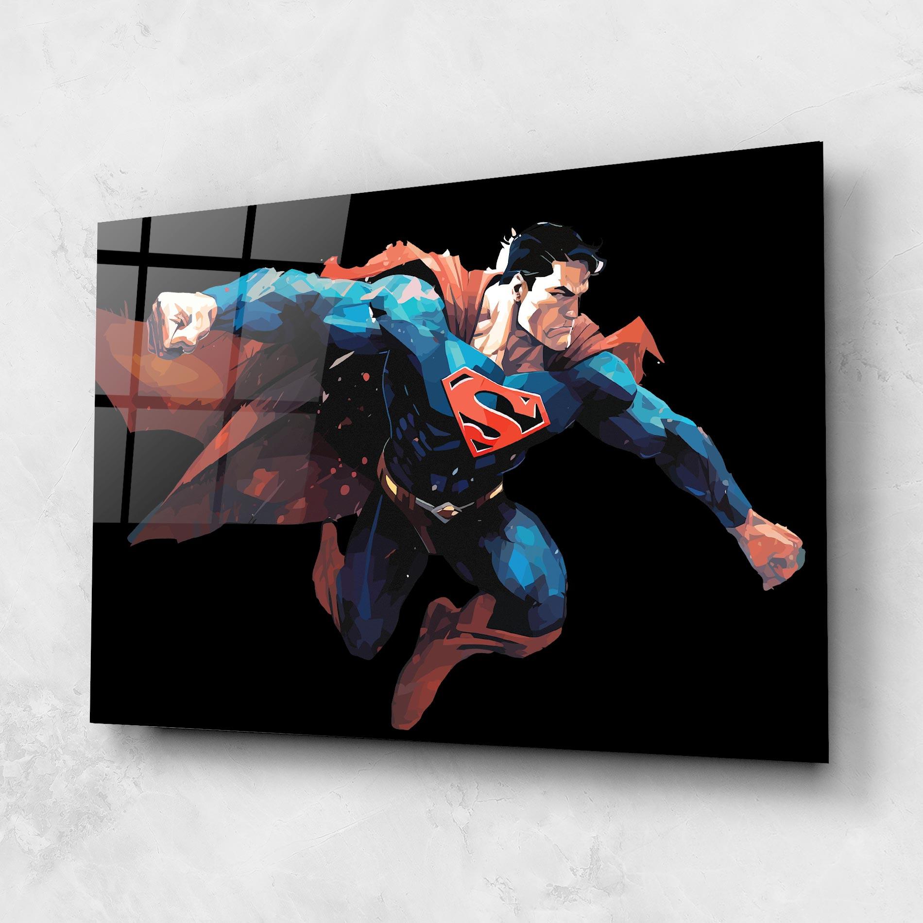 Tablou Sticla Superman Jump mockup 1