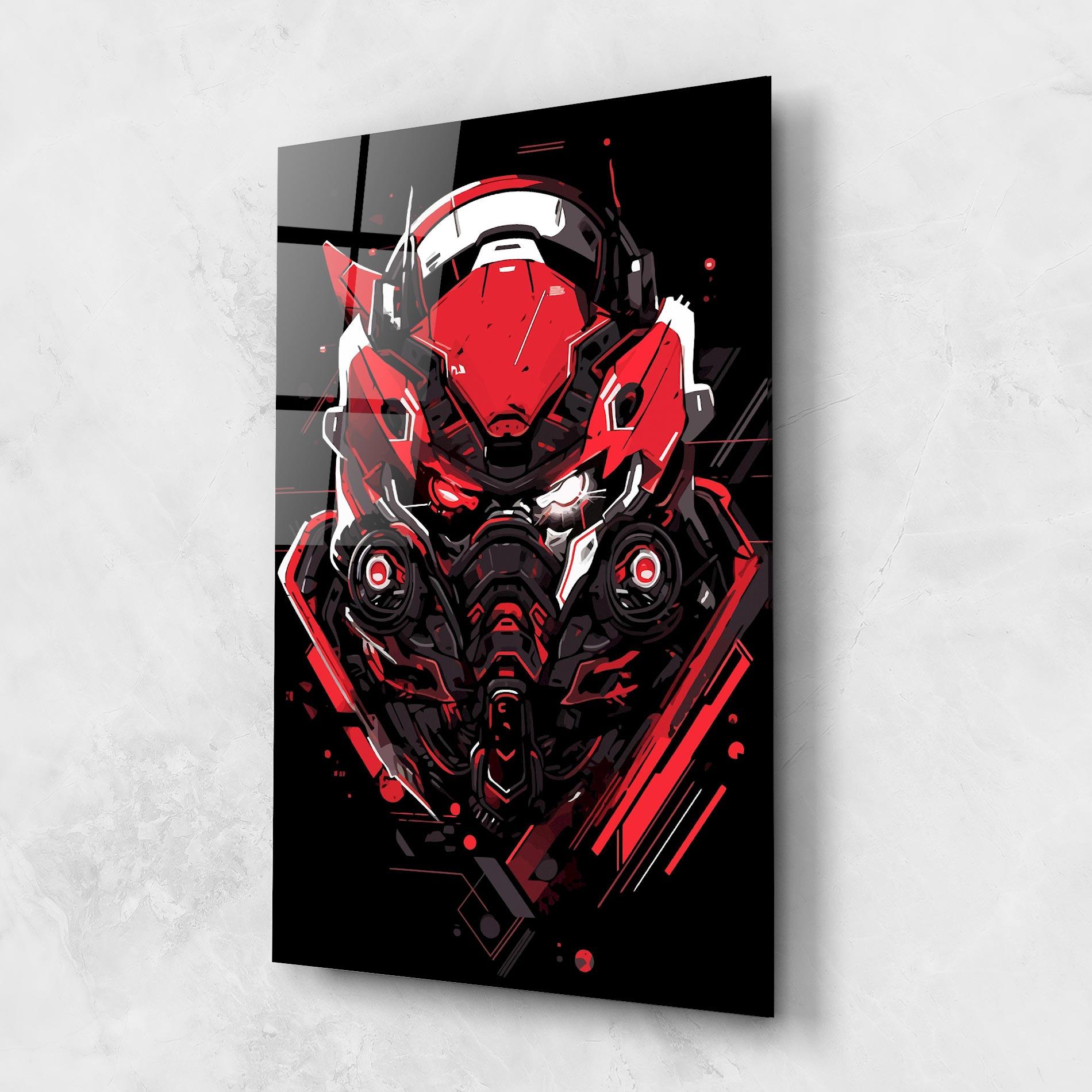 Tablou Sticla Red Robot Art mockup 1