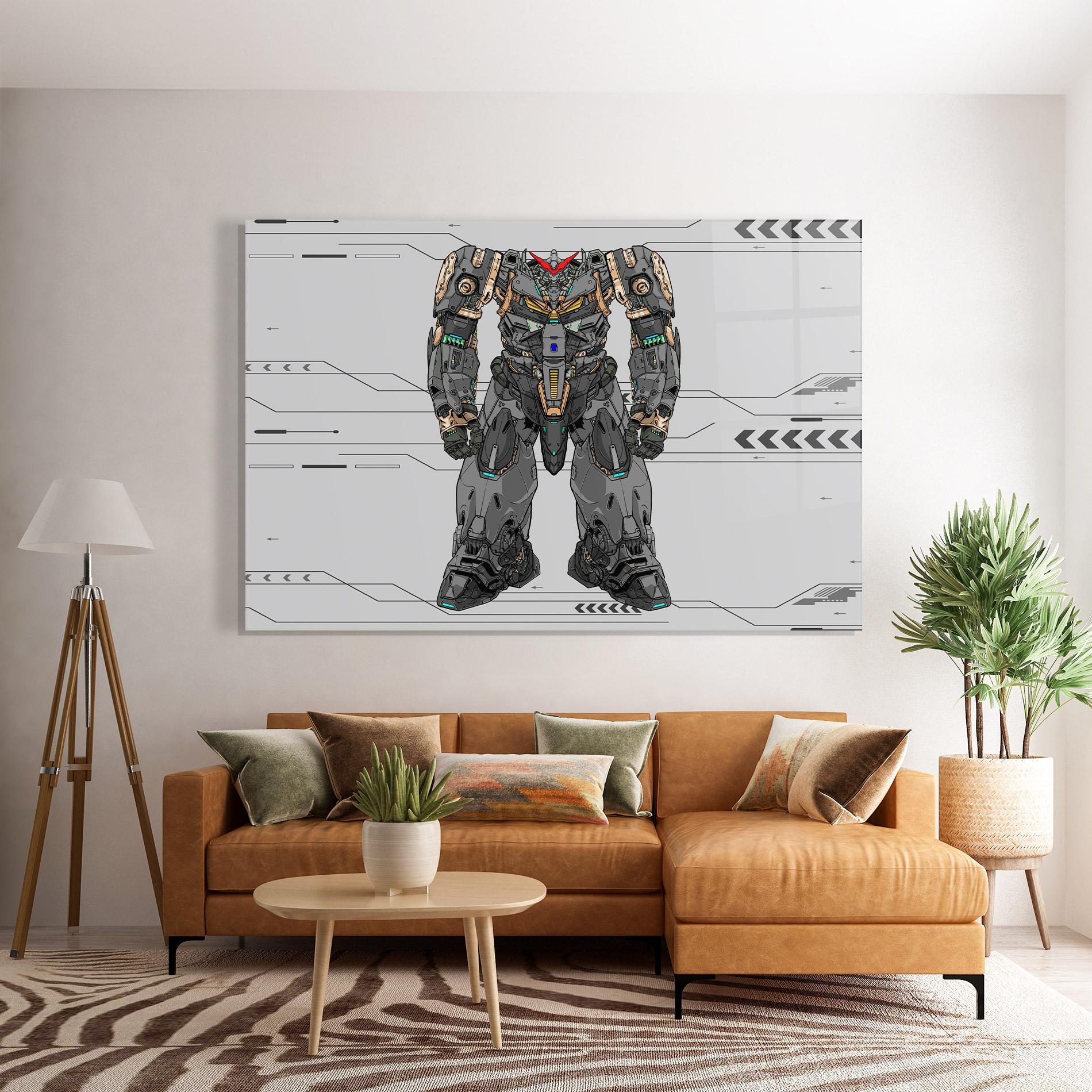 Tablou Sticla Big Grey Robot mockup 7