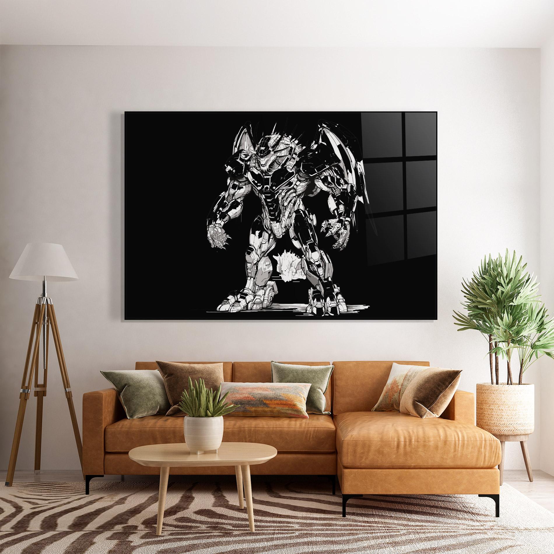 Tablou Sticla Dragon Robot mockup 7