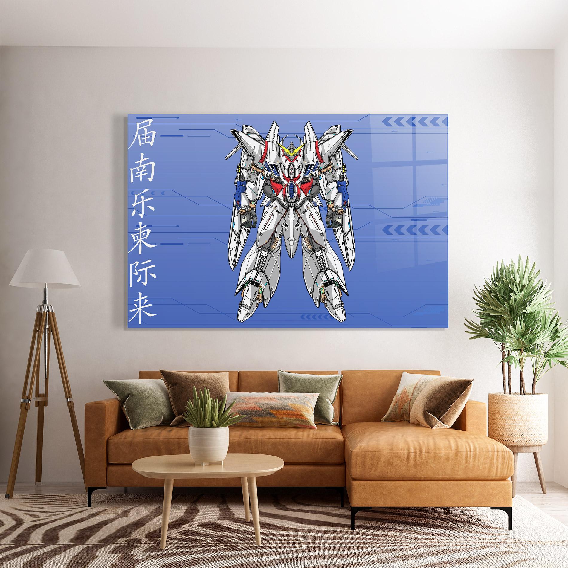 Tablou Sticla White Red Robot mockup 7