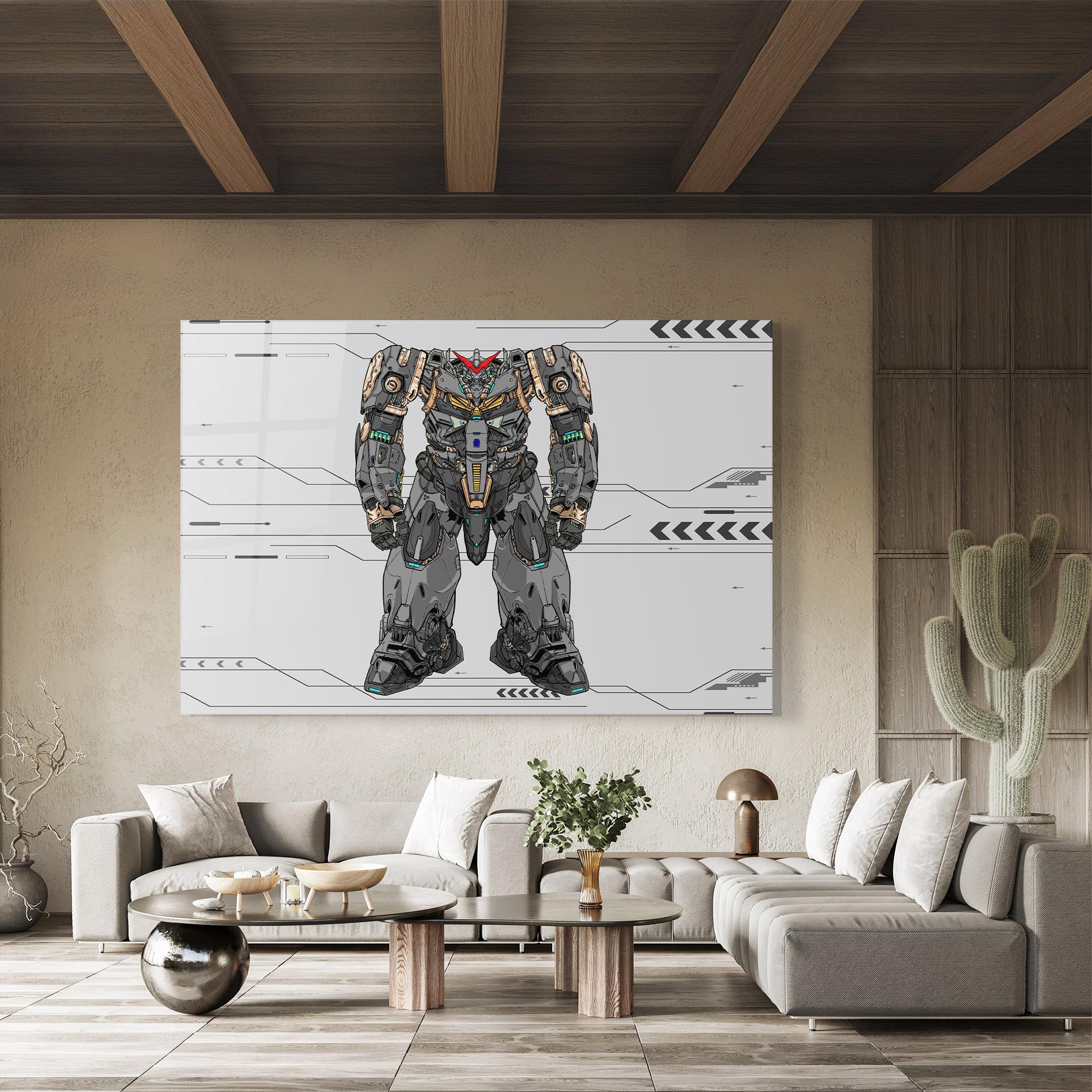 Tablou Sticla Big Grey Robot mockup 8