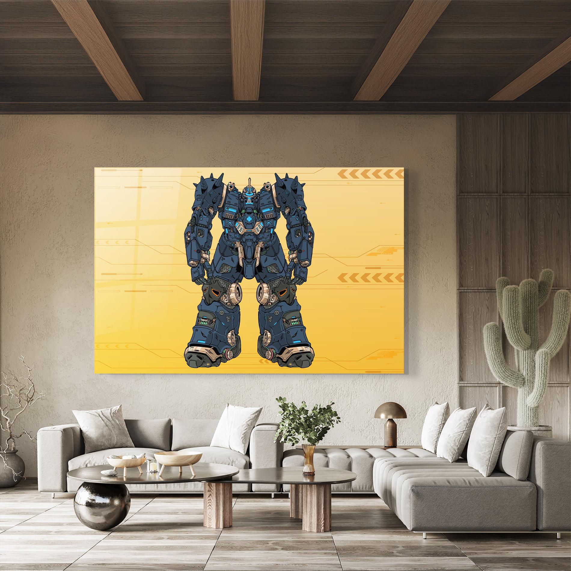 Tablou Sticla Dark Blue Robot mockup 8