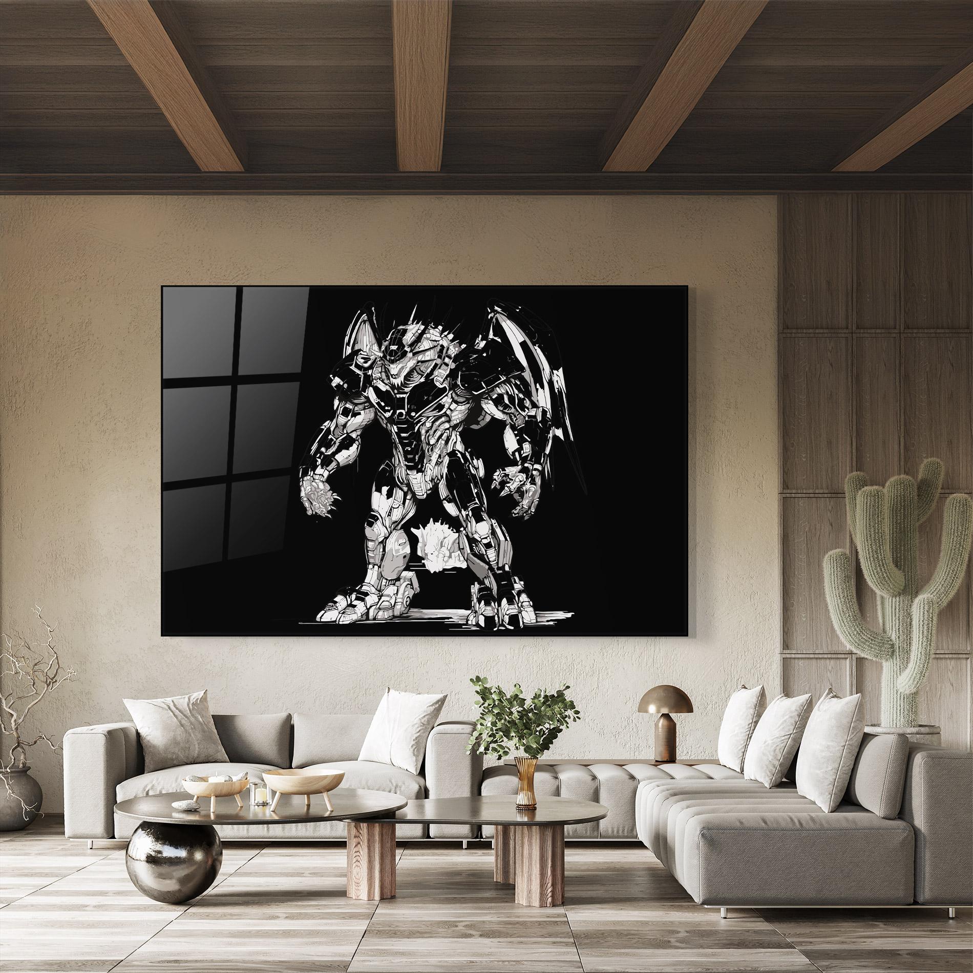 Tablou Sticla Dragon Robot mockup 8