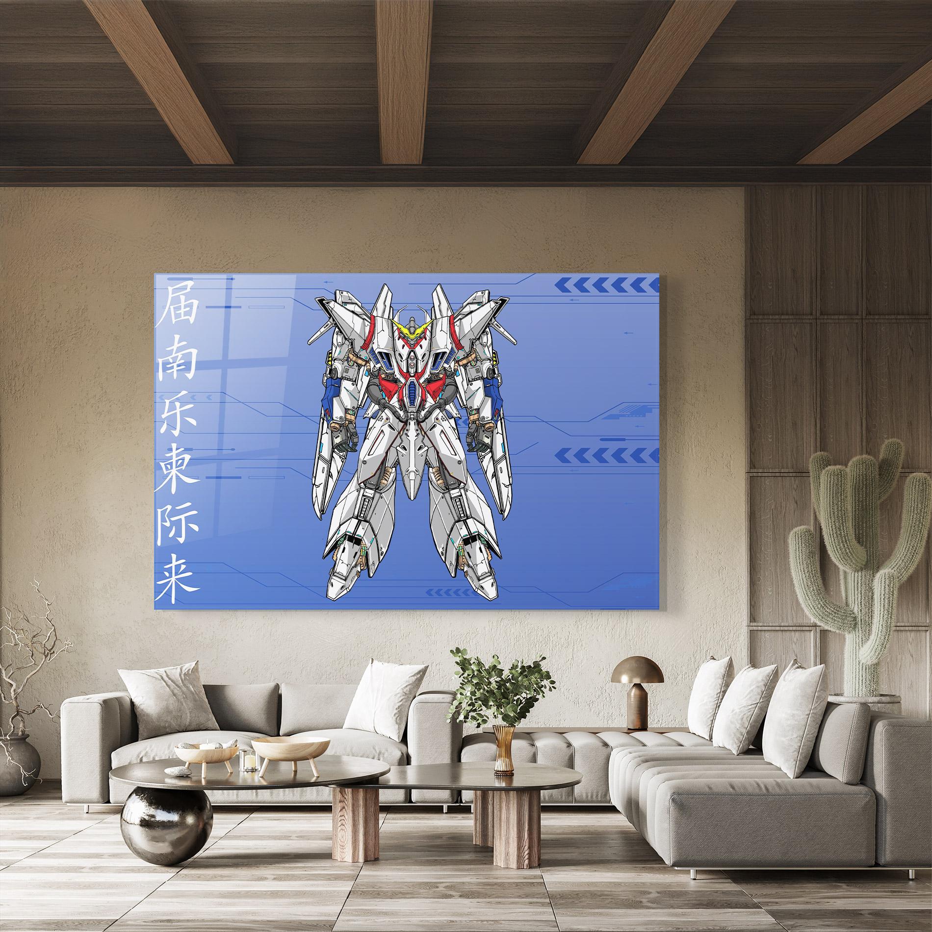 Tablou Sticla White Red Robot mockup 8