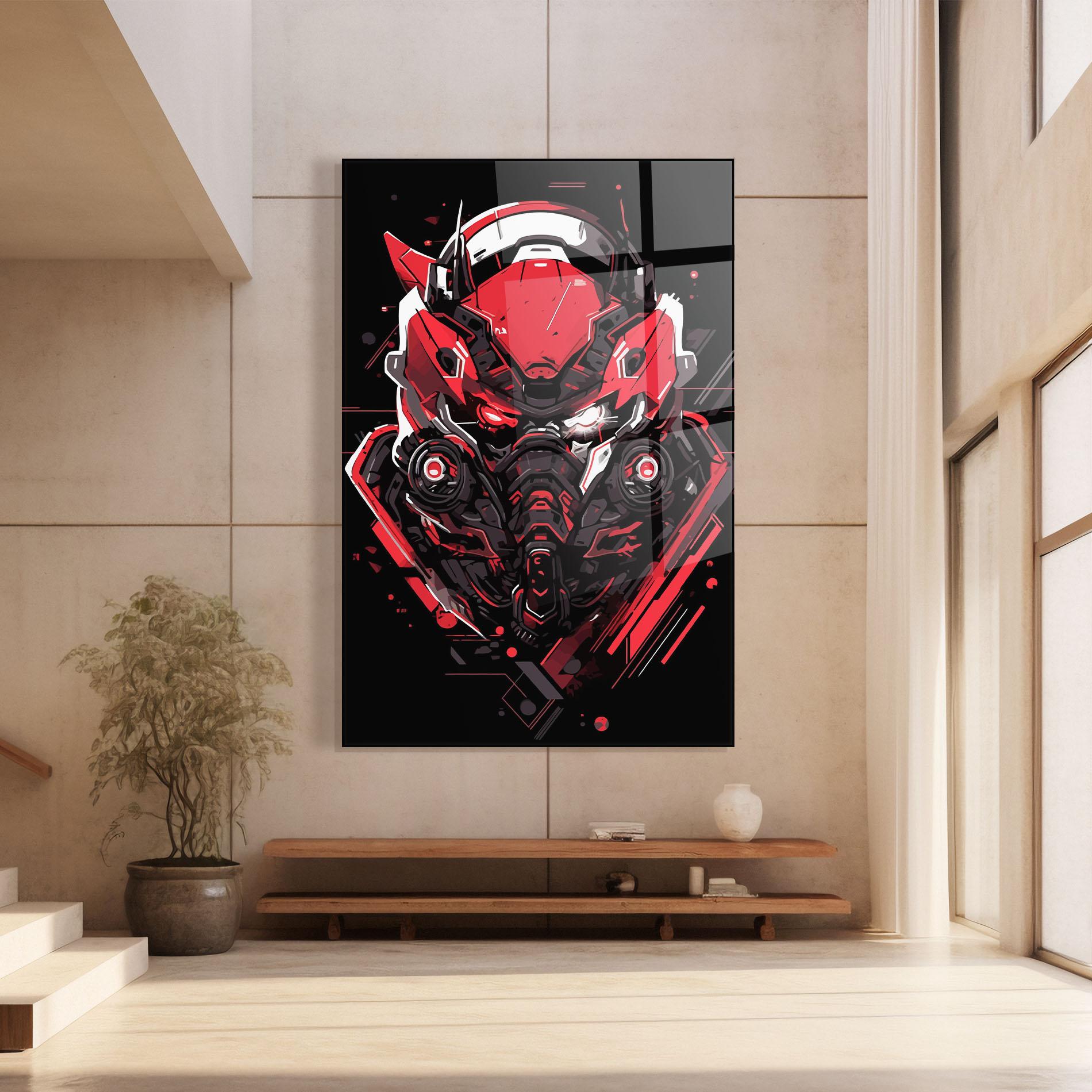 Tablou Sticla Red Robot Art mockup 8