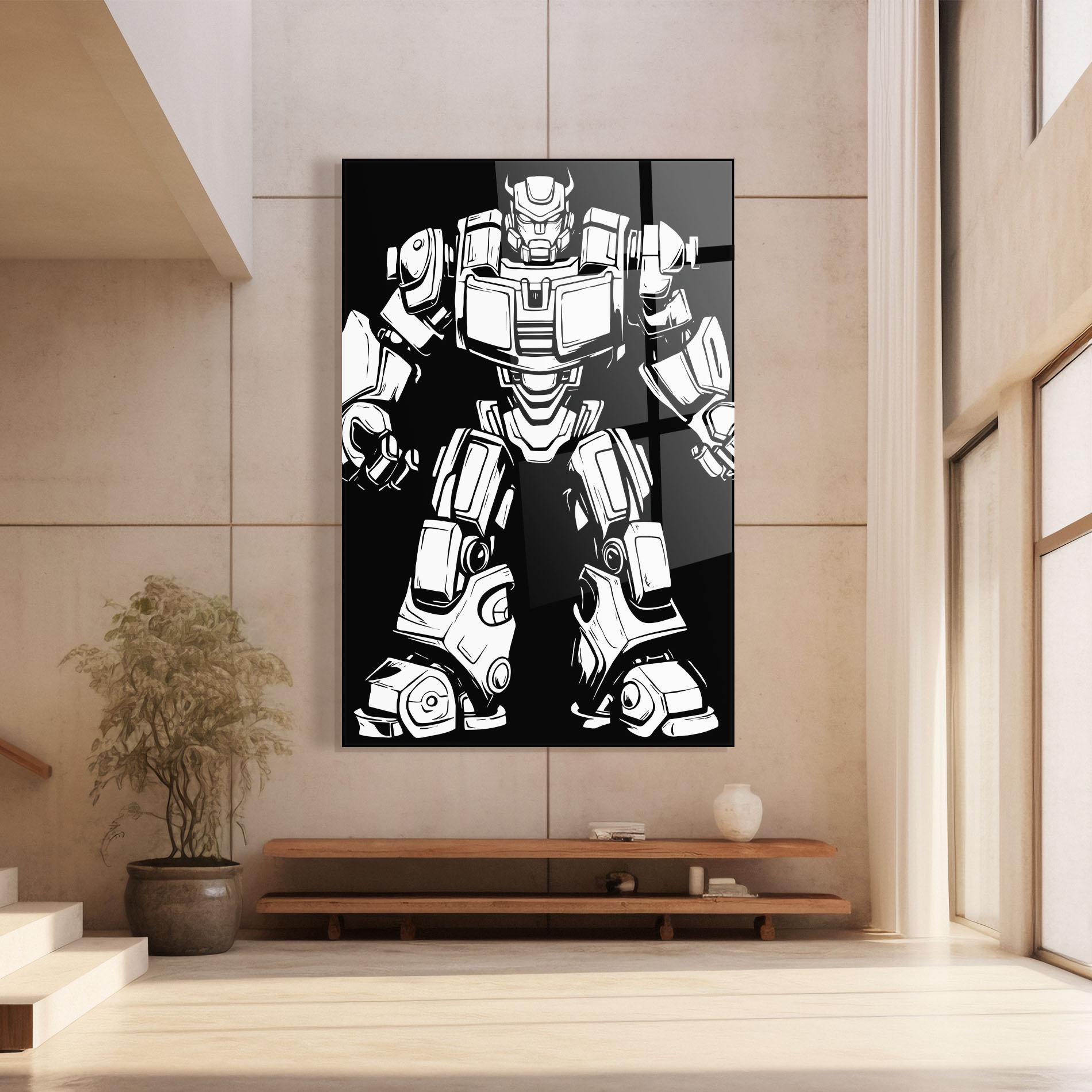 Tablou Sticla Robot Machine mockup 8