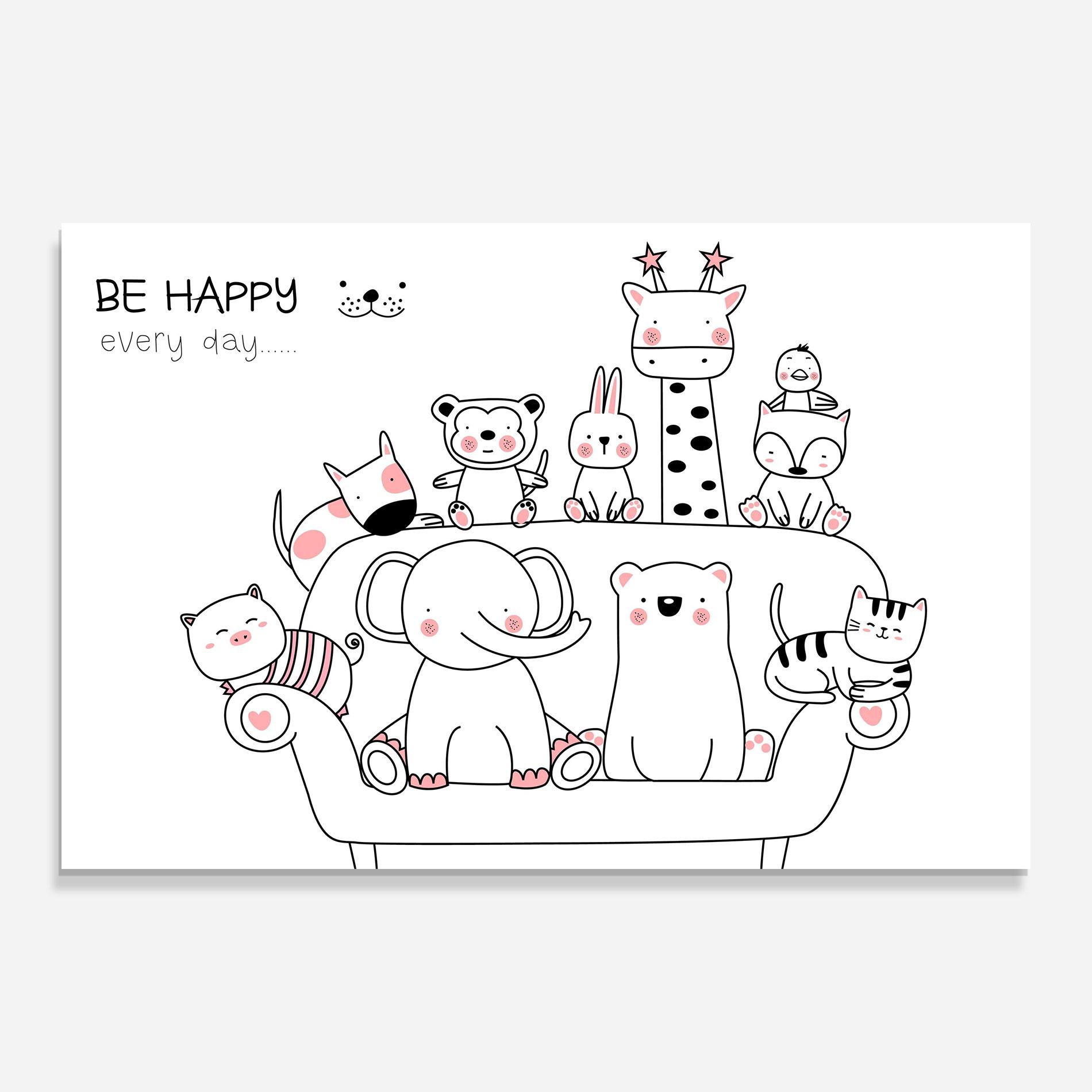 Tablou Sticla Be Happy Animals mockup 0