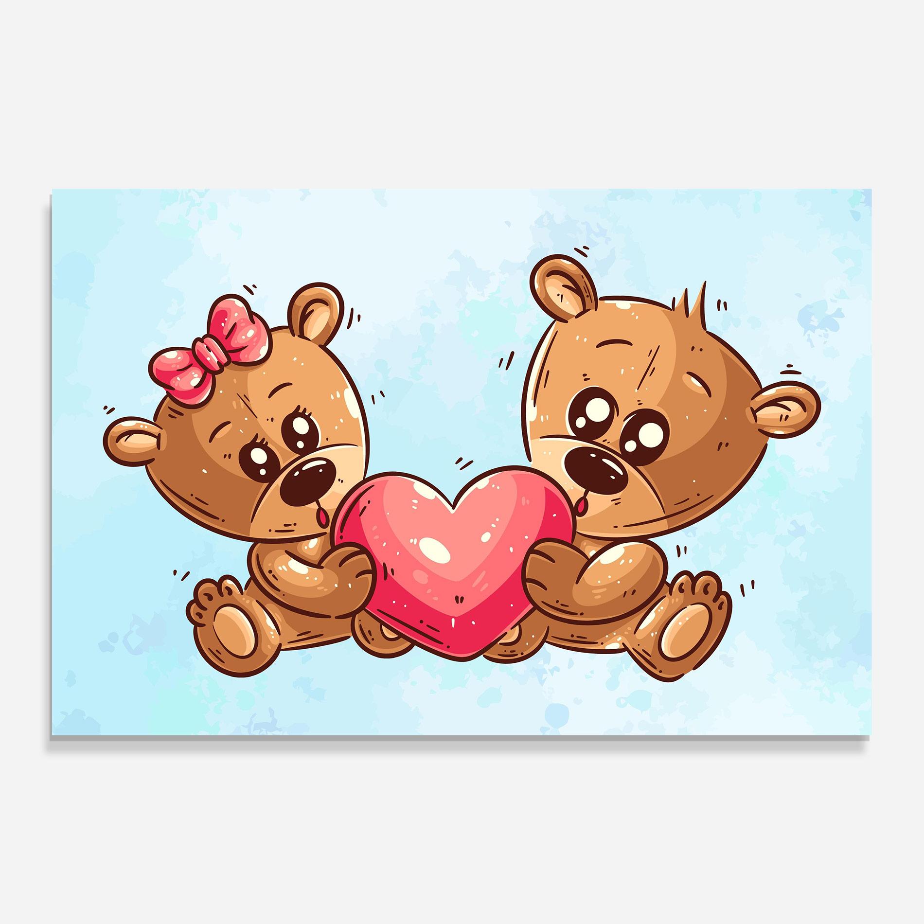 Tablou Sticla Bear Holding Heart mockup 0