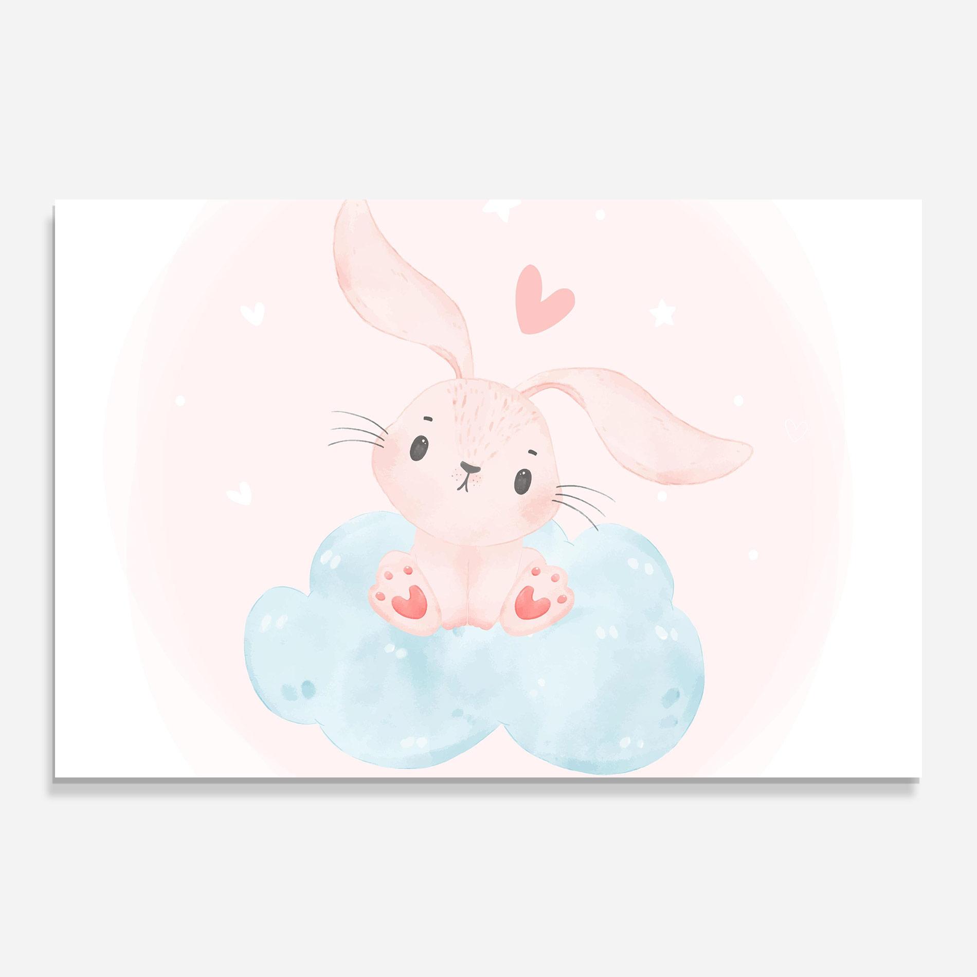 Tablou Sticla Cloud Pink Bunny mockup 0