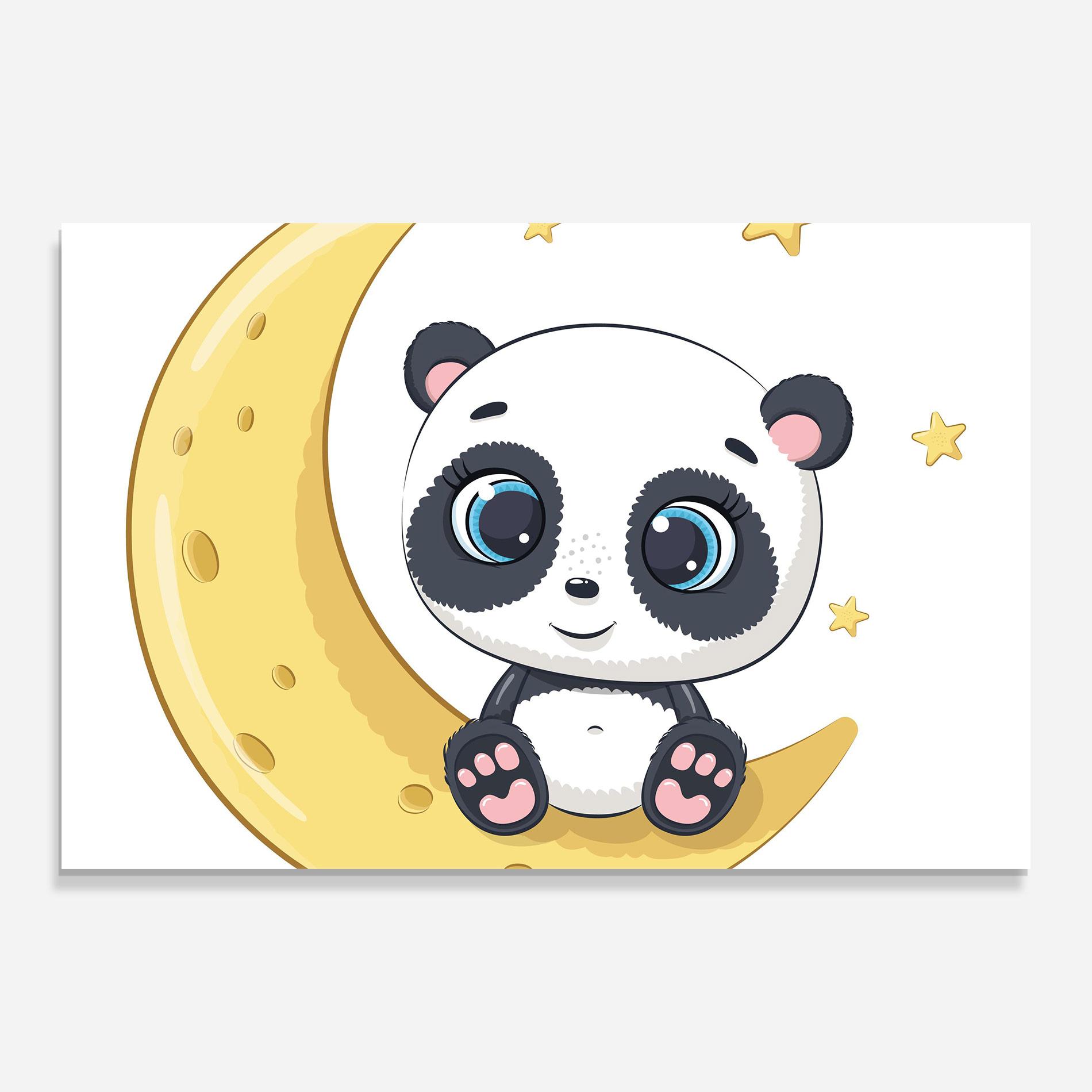 Tablou Sticla Cute Panda Moon mockup 0