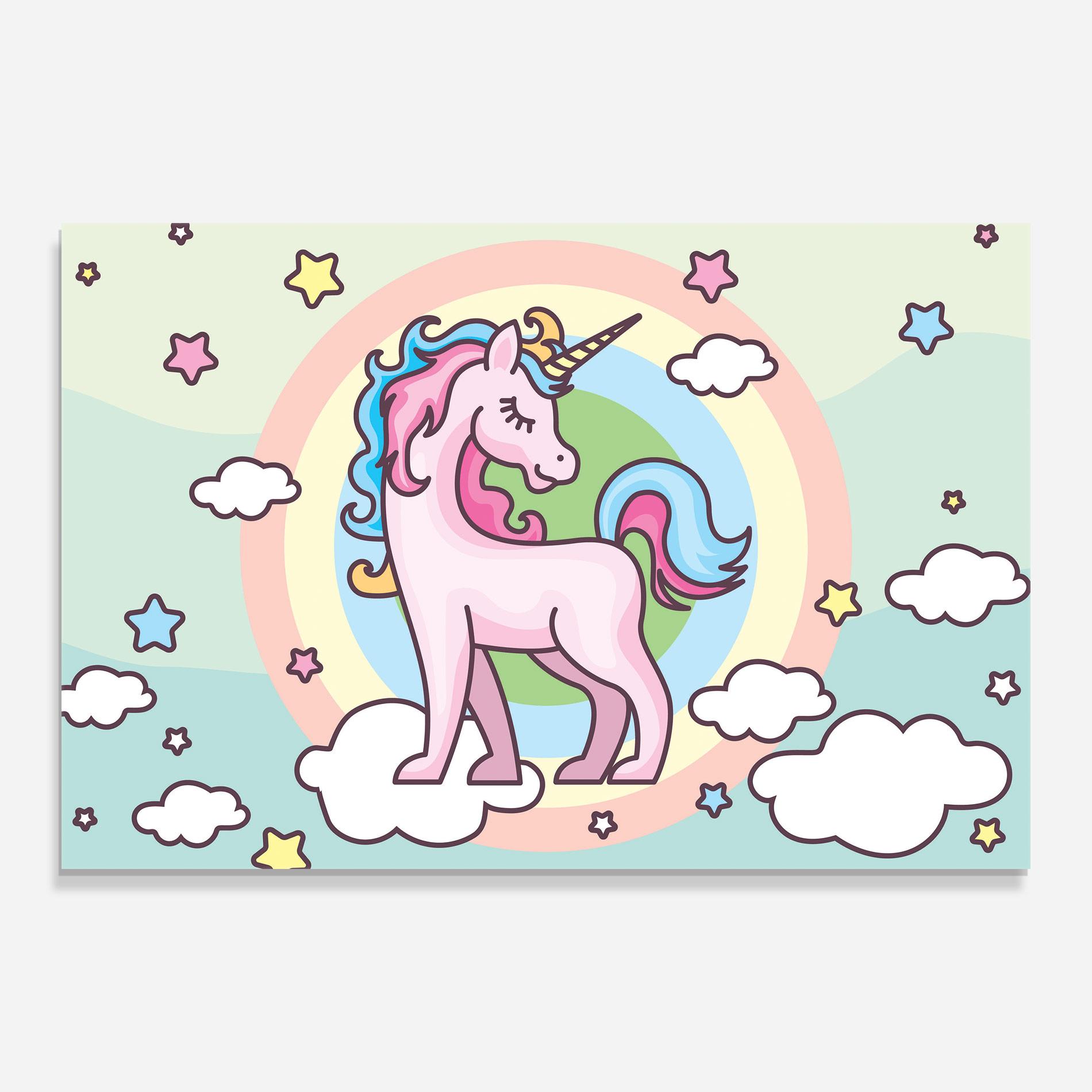Tablou Sticla Cute Unicorn Art mockup 0