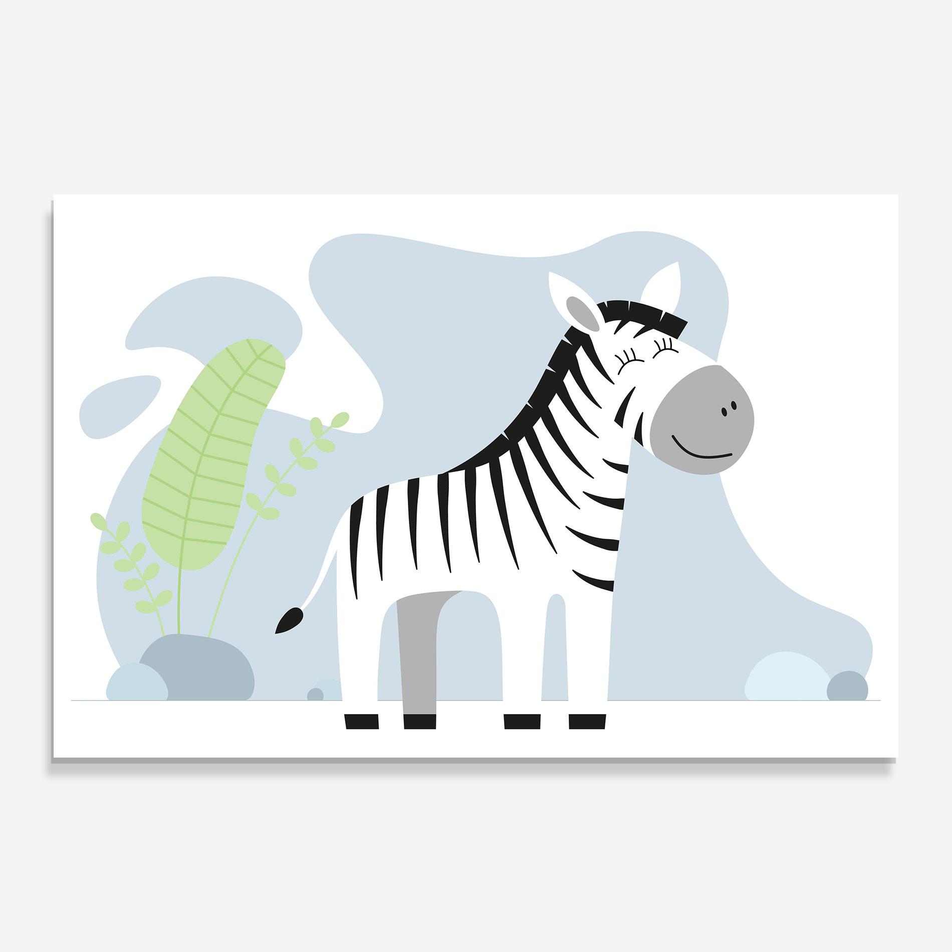 Tablou Sticla Cute Zebra Leaf mockup 0