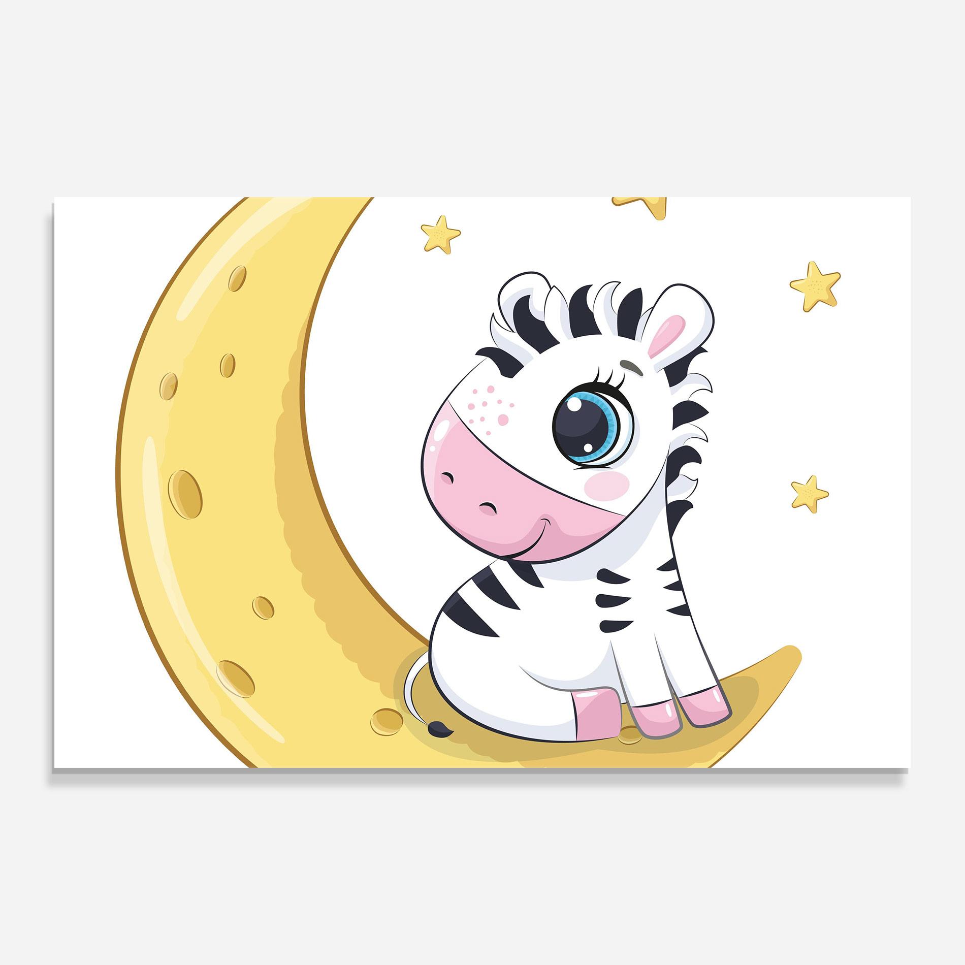 Tablou Sticla Cute Zebra Moon mockup 0