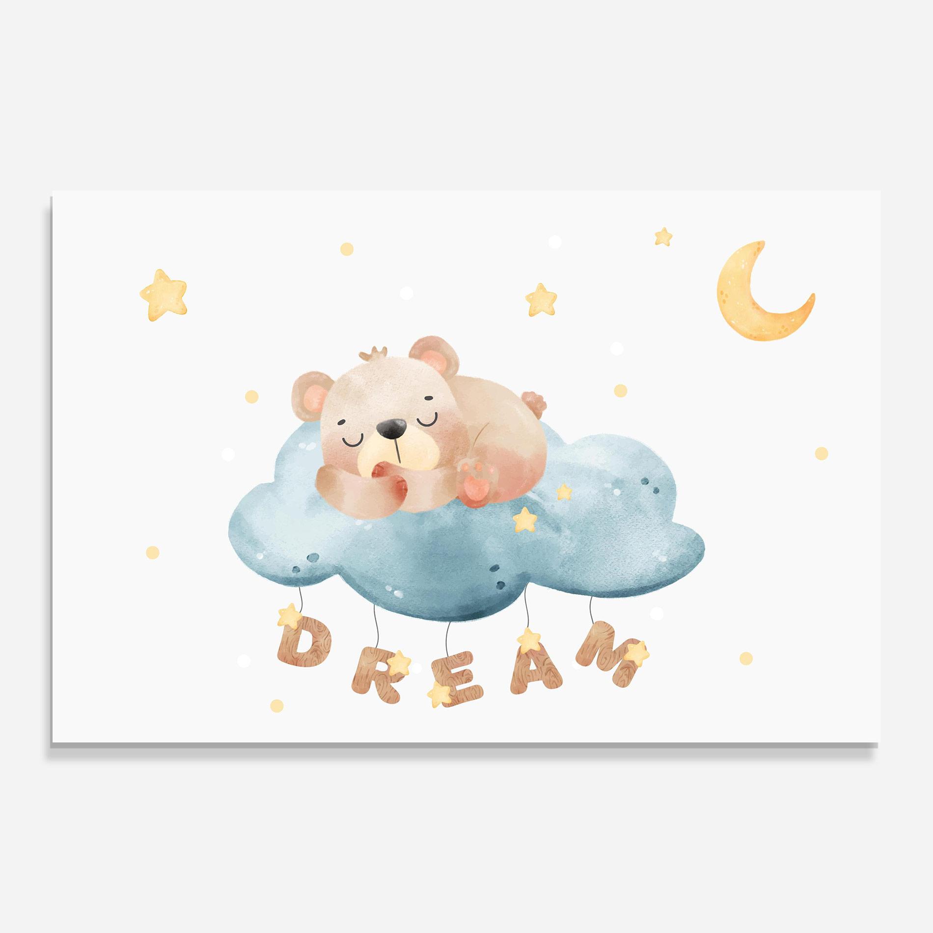 Tablou Sticla Dream Sleepy Bear mockup 0