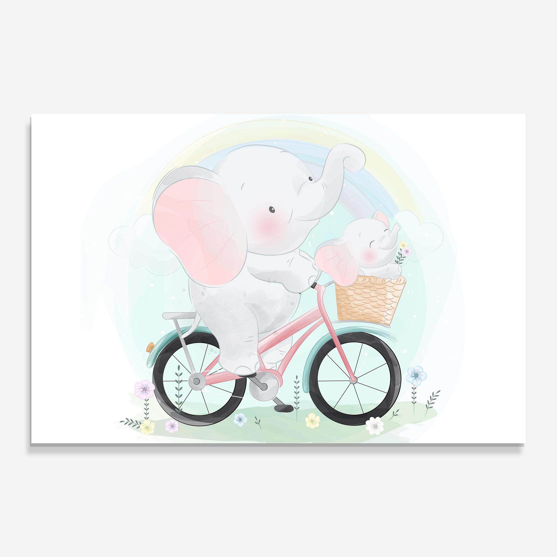 Tablou Sticla Elephant Bike mockup 0