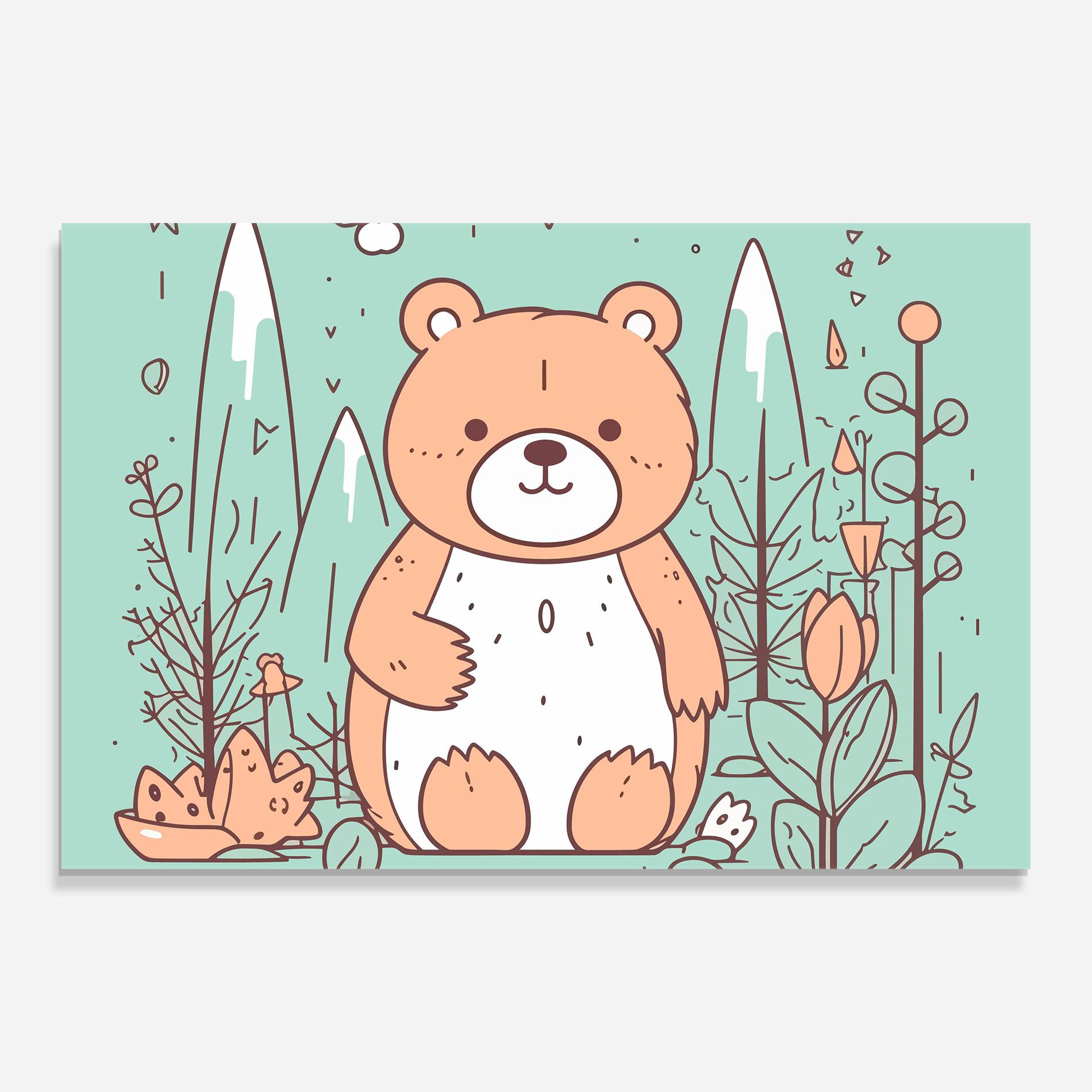 Tablou Sticla Forest Cute Bear mockup 0