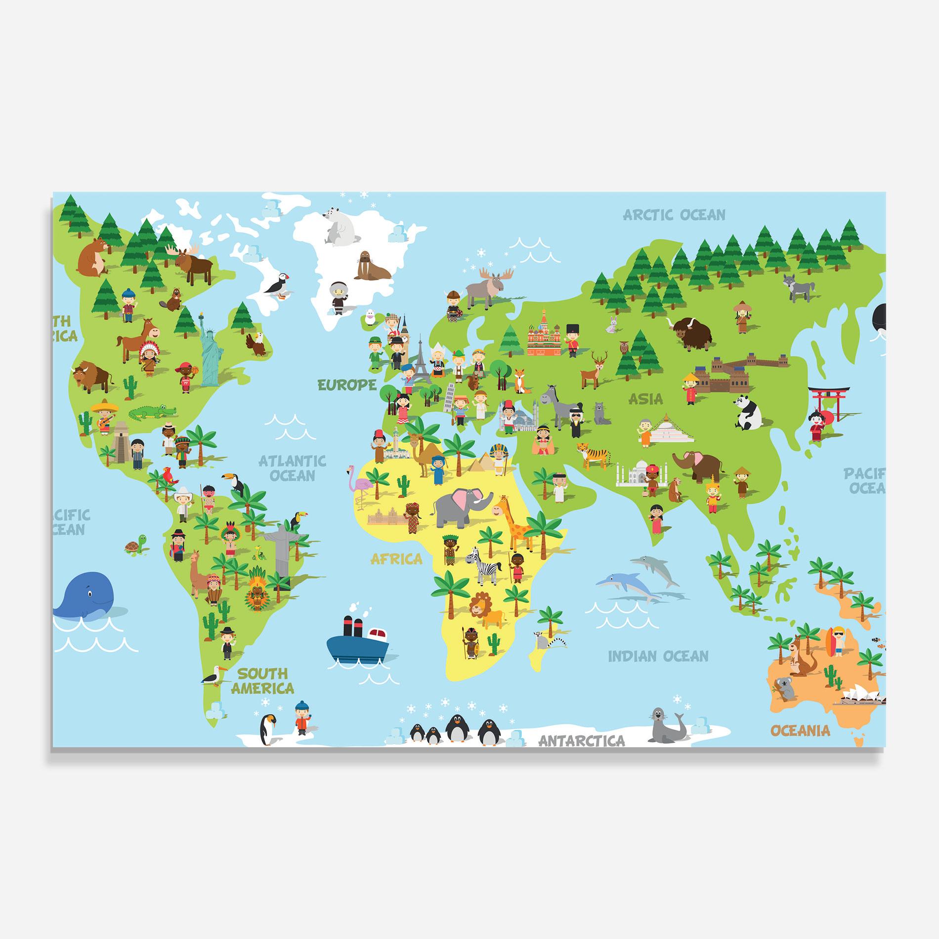 Tablou Sticla Kids Map mockup 0