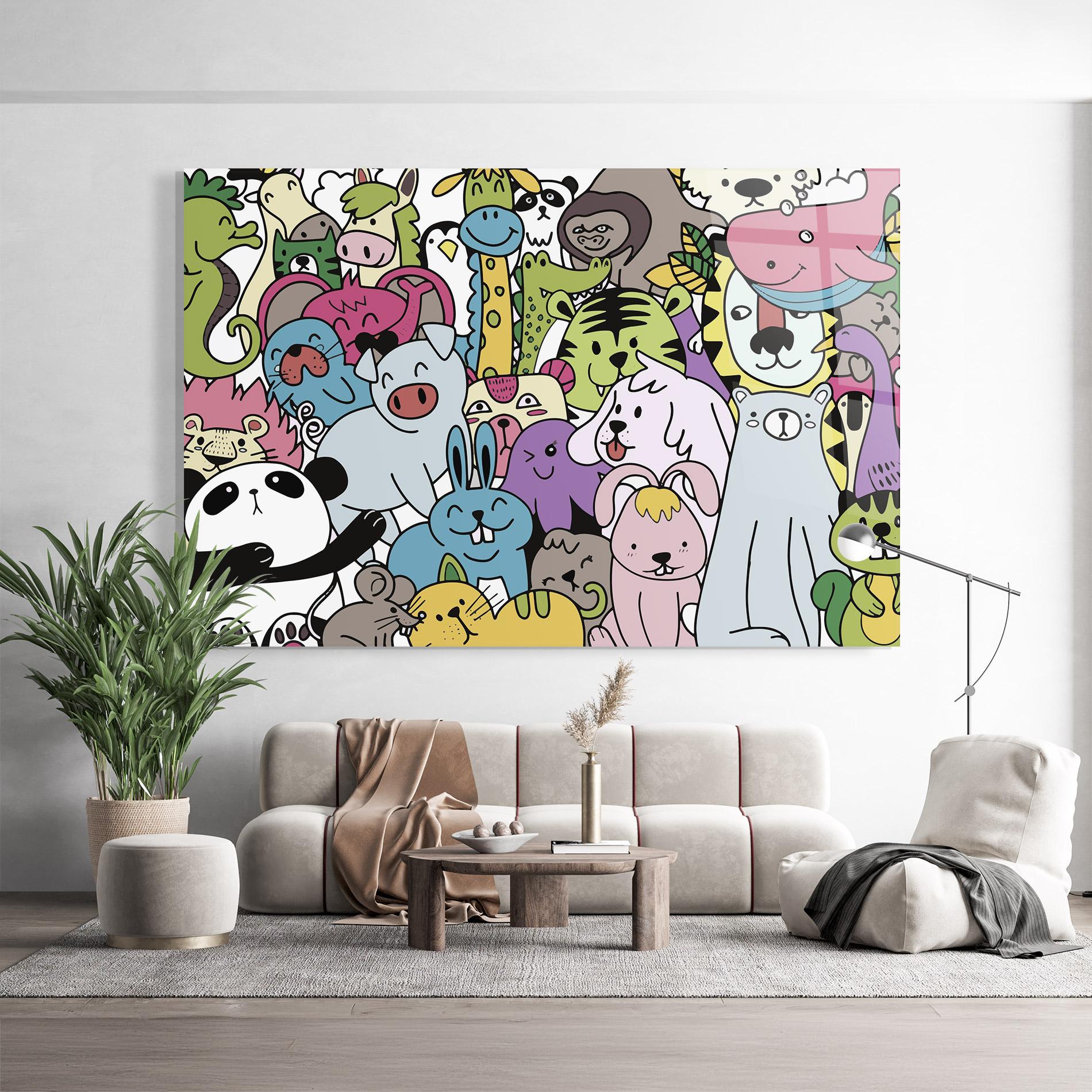 Tablou Sticla Animals Cartoon mockup 9