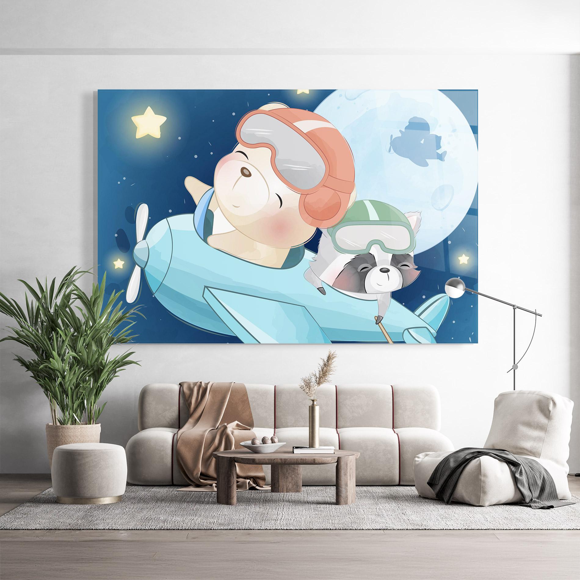 Tablou Sticla Bear Flying Star mockup 9