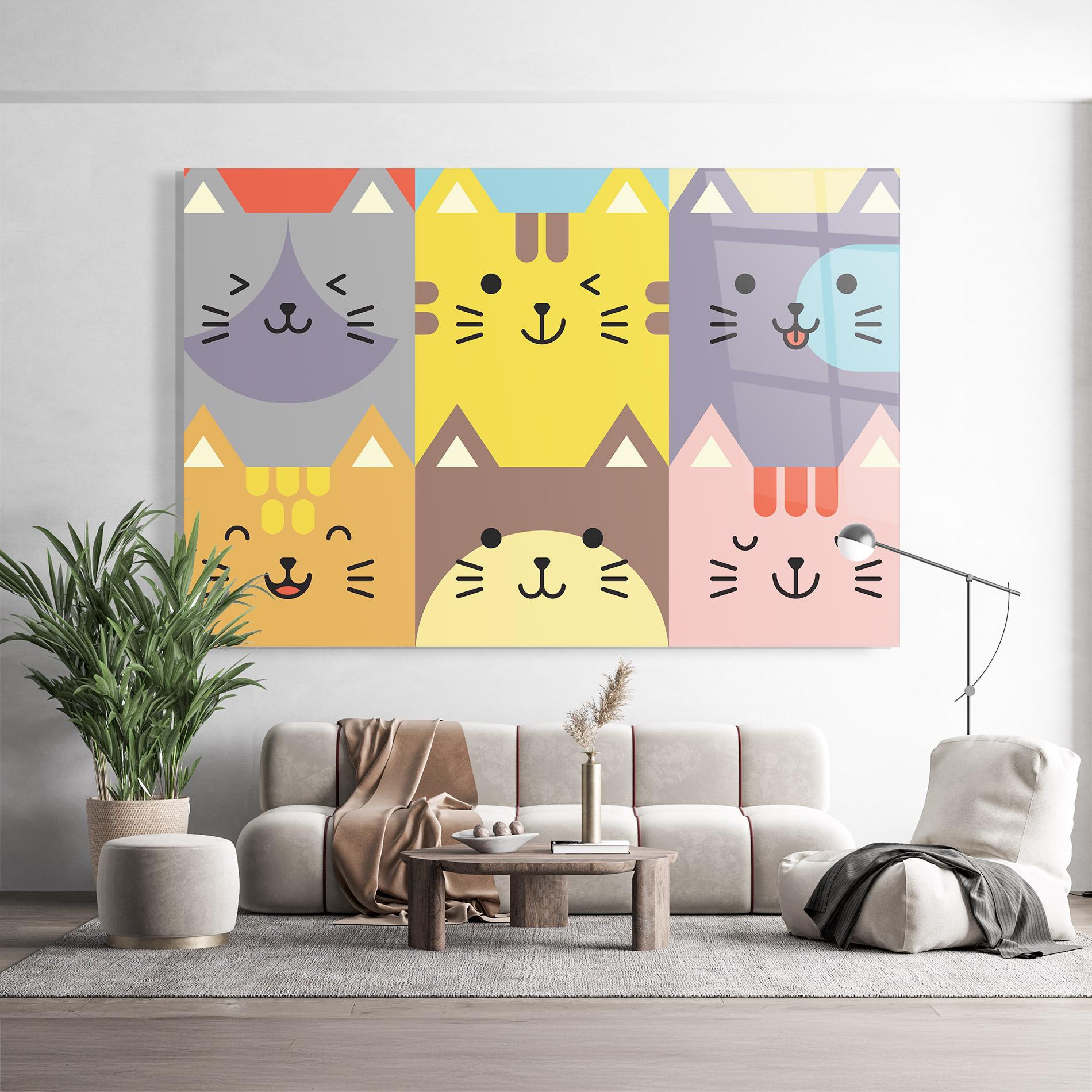 Tablou Sticla Cat Colors mockup 9