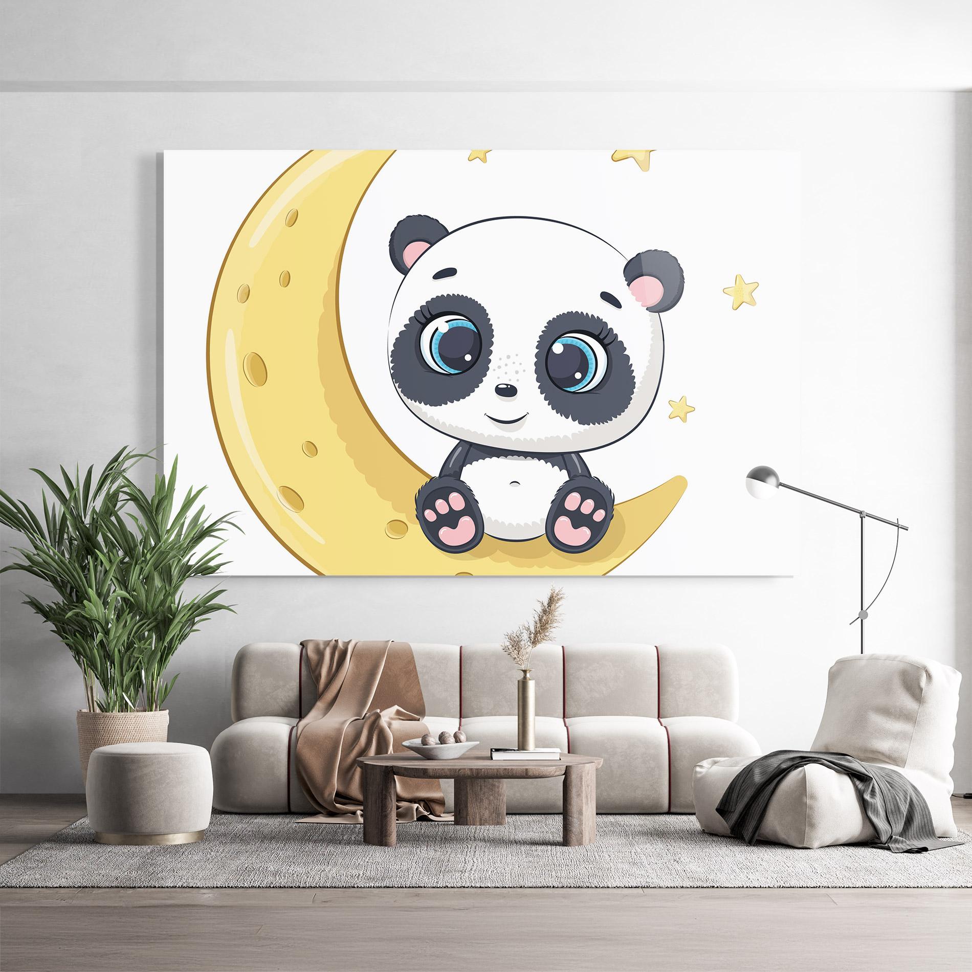 Tablou Sticla Cute Panda Moon mockup 9