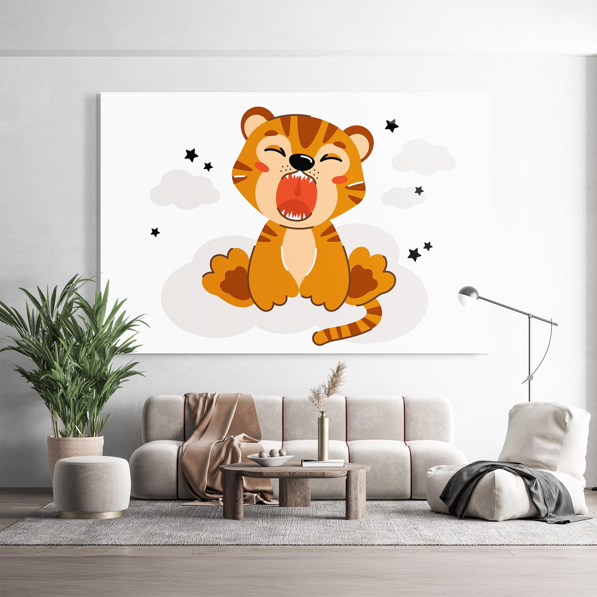 Tablou Sticla Cute Sleepy Tiger mockup 9