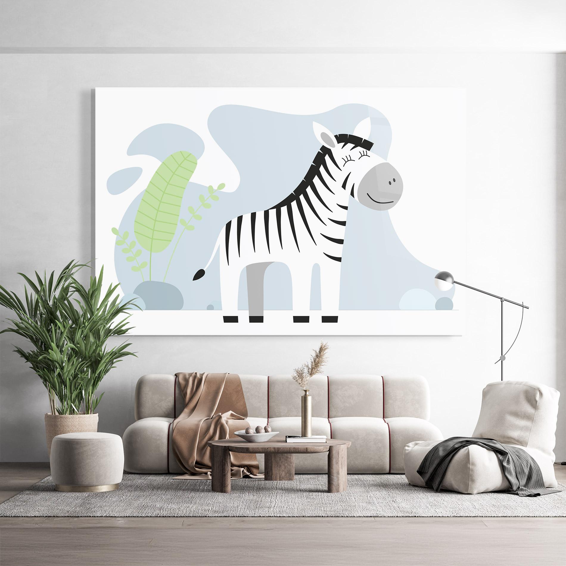 Tablou Sticla Cute Zebra Leaf mockup 9