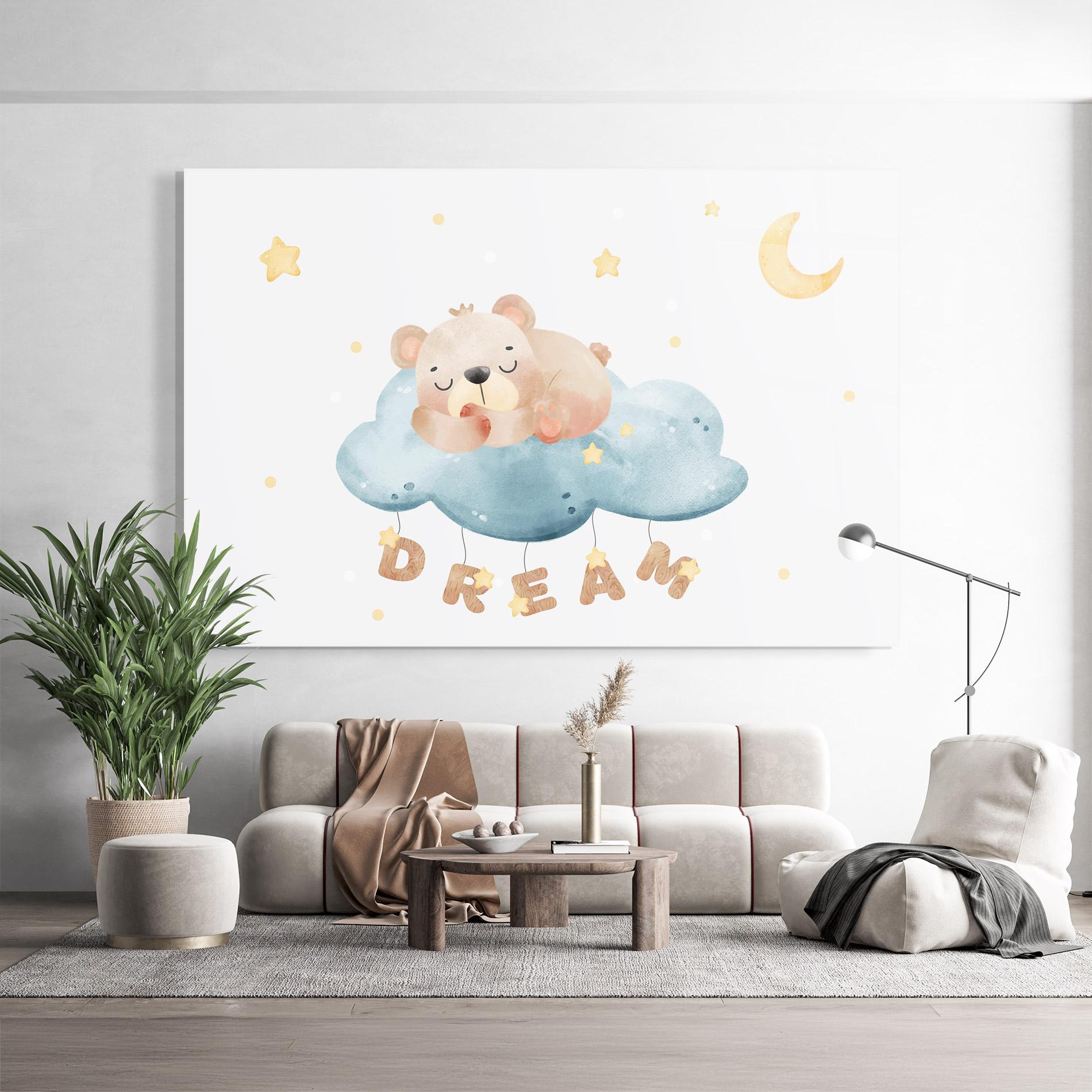 Tablou Sticla Dream Sleepy Bear mockup 9