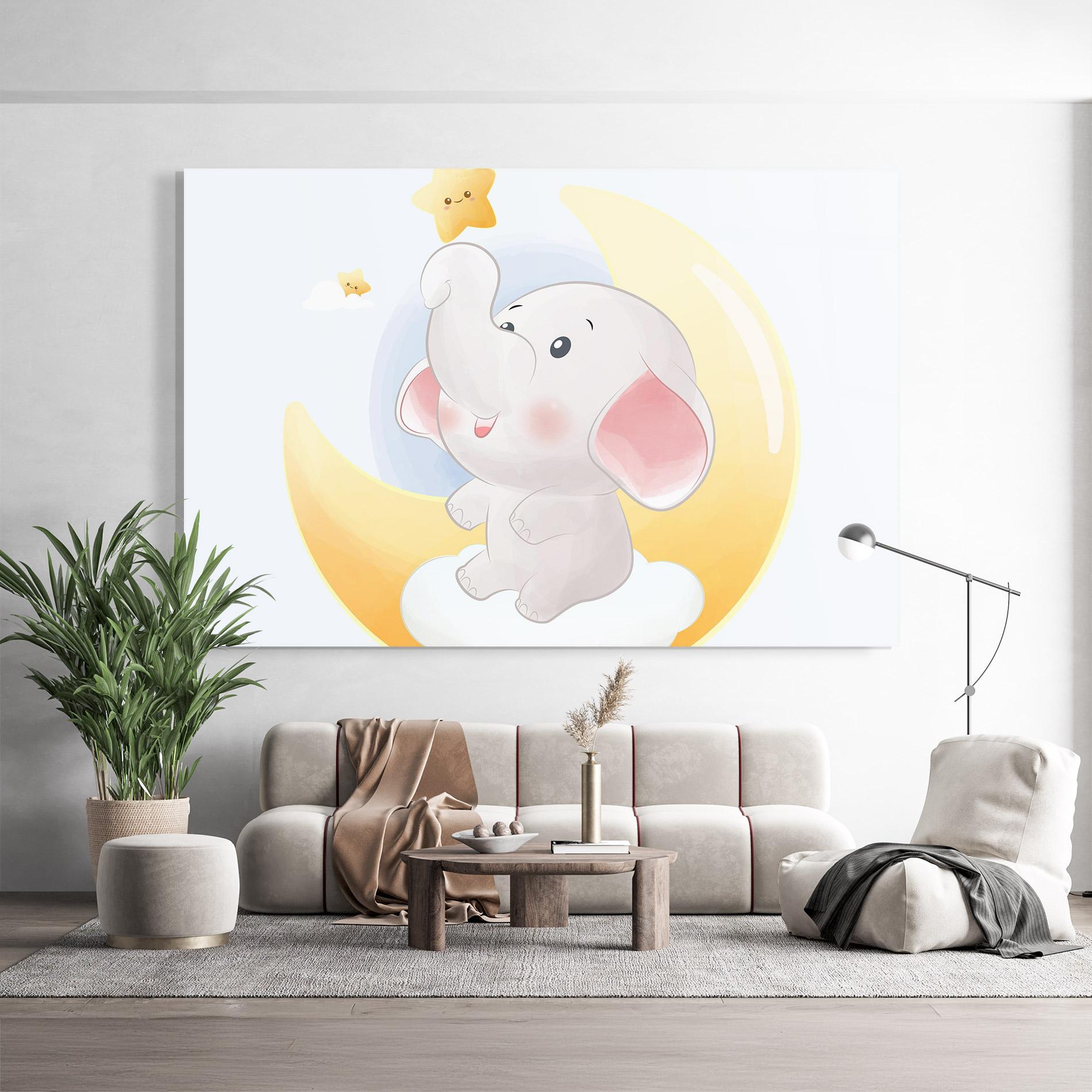 Tablou Sticla Elephant Yellow Star mockup 9