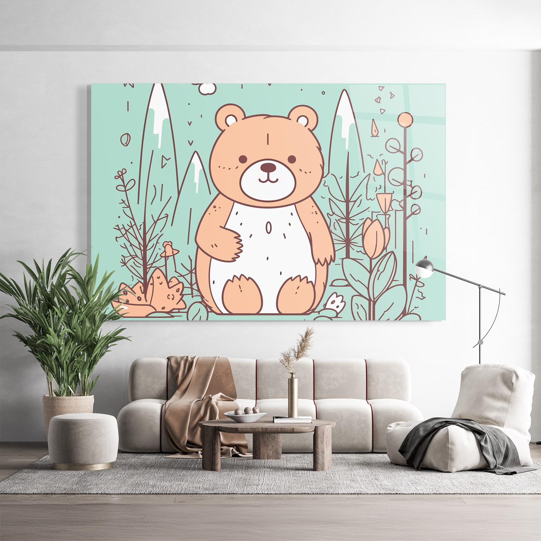 Tablou Sticla Forest Cute Bear mockup 9