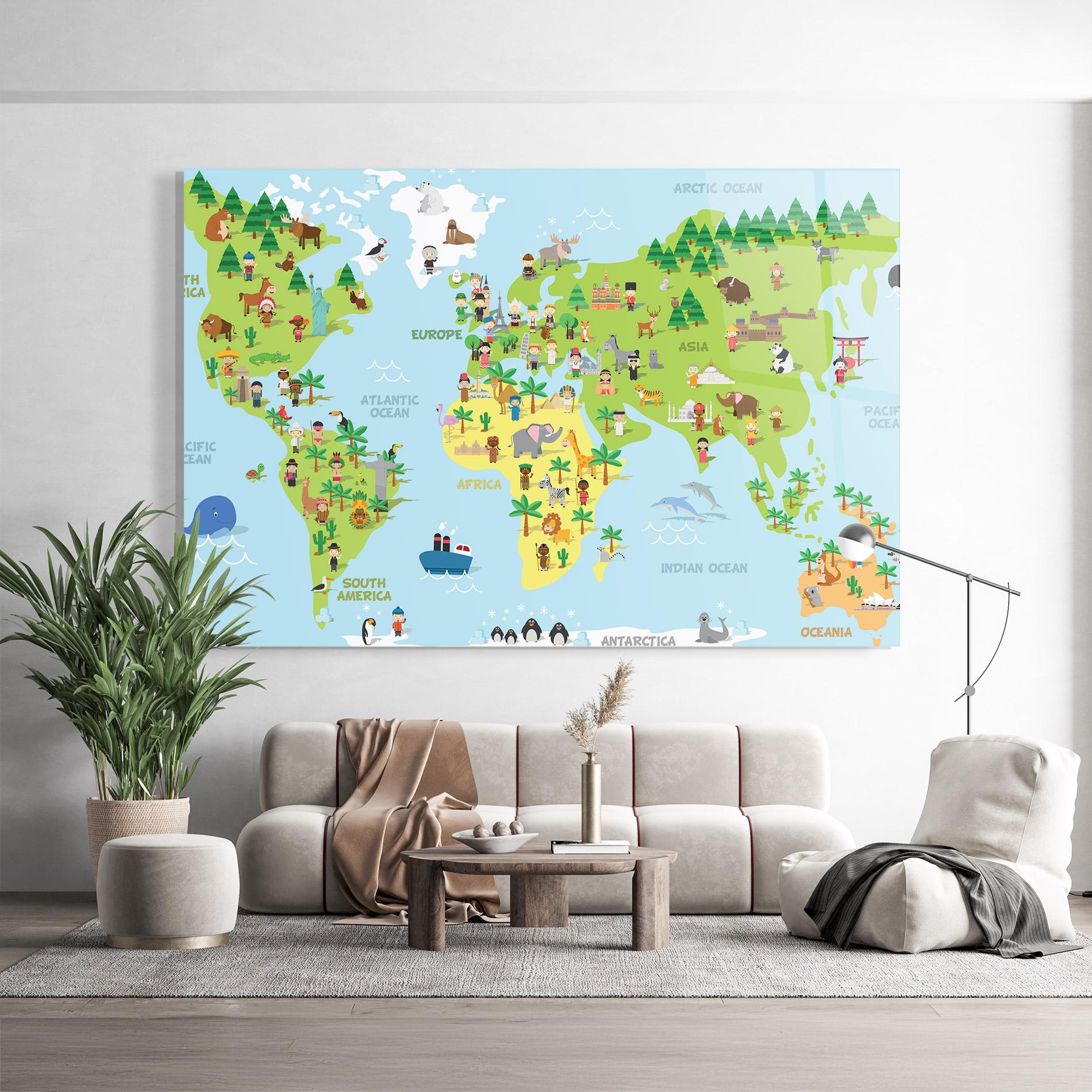 Tablou Sticla Kids Map mockup 9