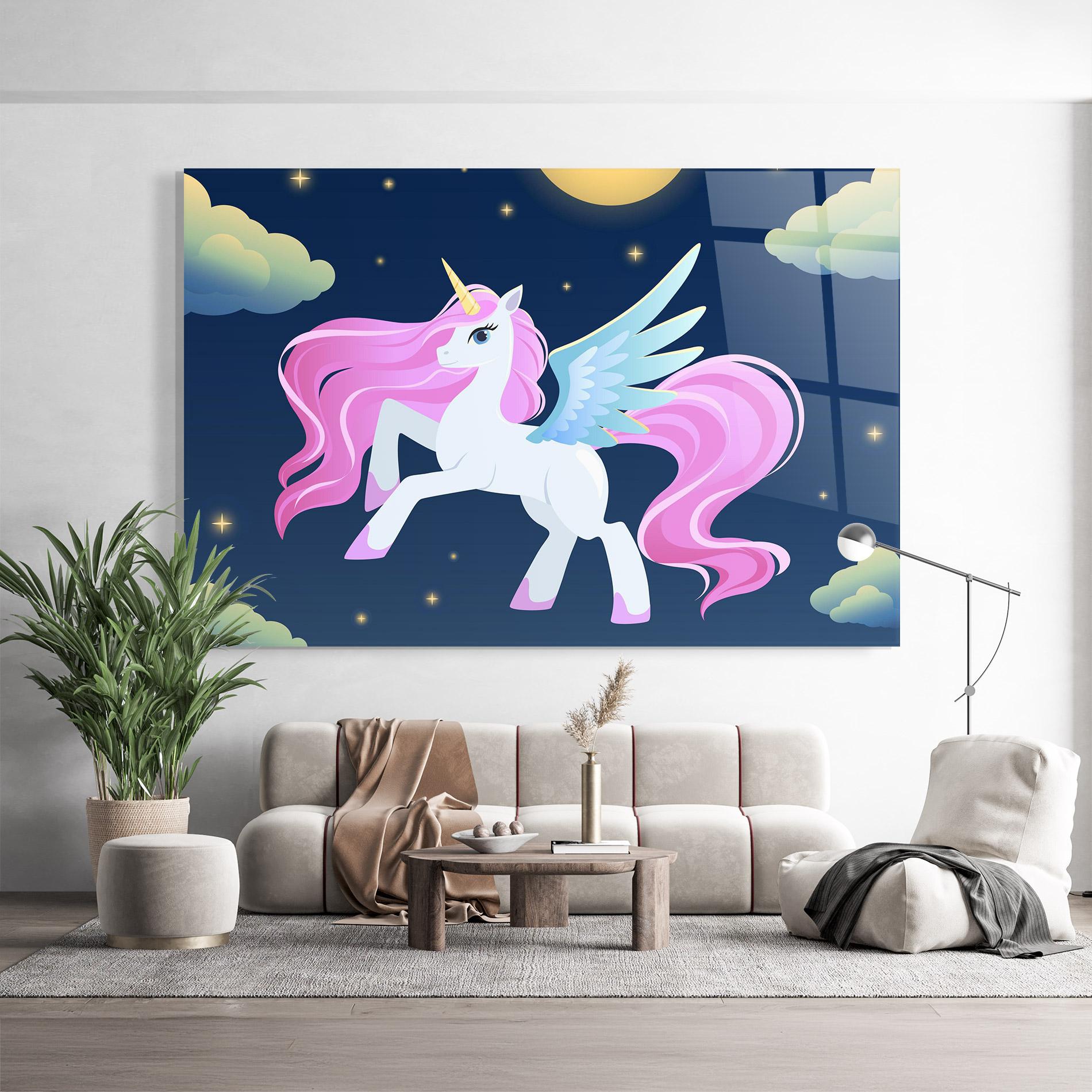 Tablou Sticla White Sky Pony mockup 9