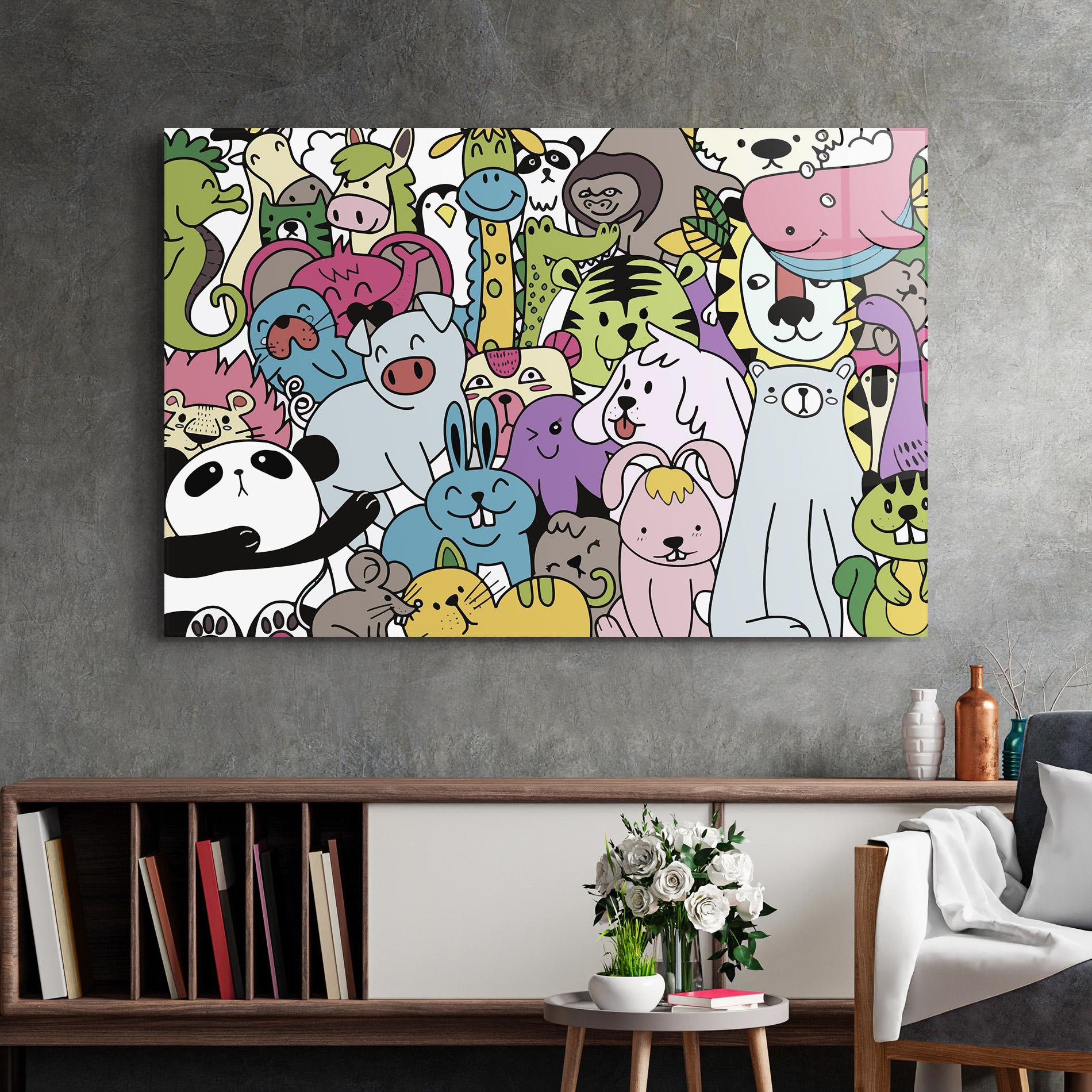 Tablou Sticla Animals Cartoon mockup 2