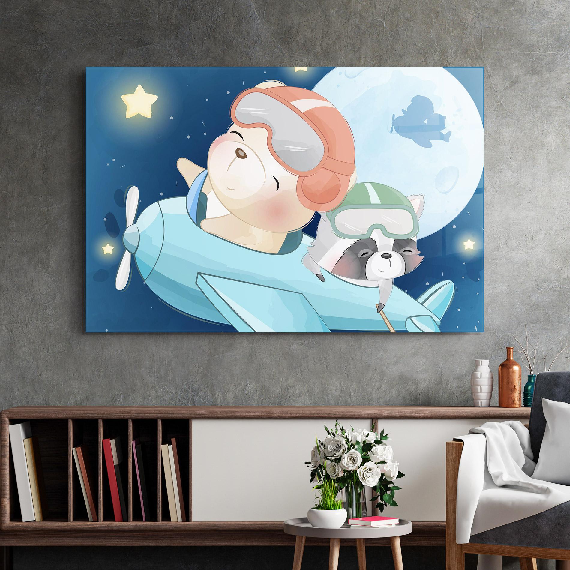 Tablou Sticla Bear Flying Star mockup 2