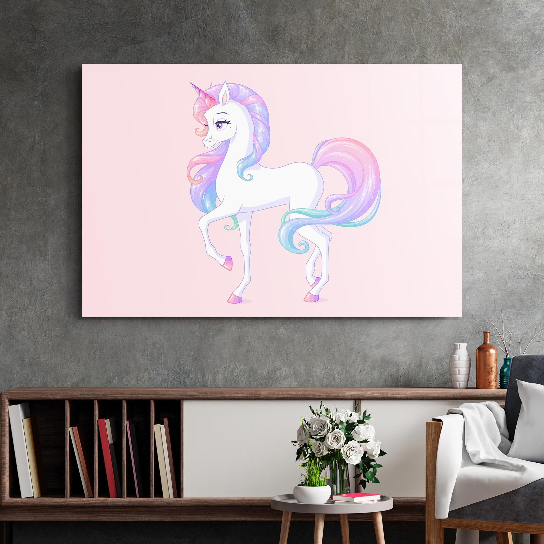 Tablou Sticla Beautiful Unicorn mockup 2