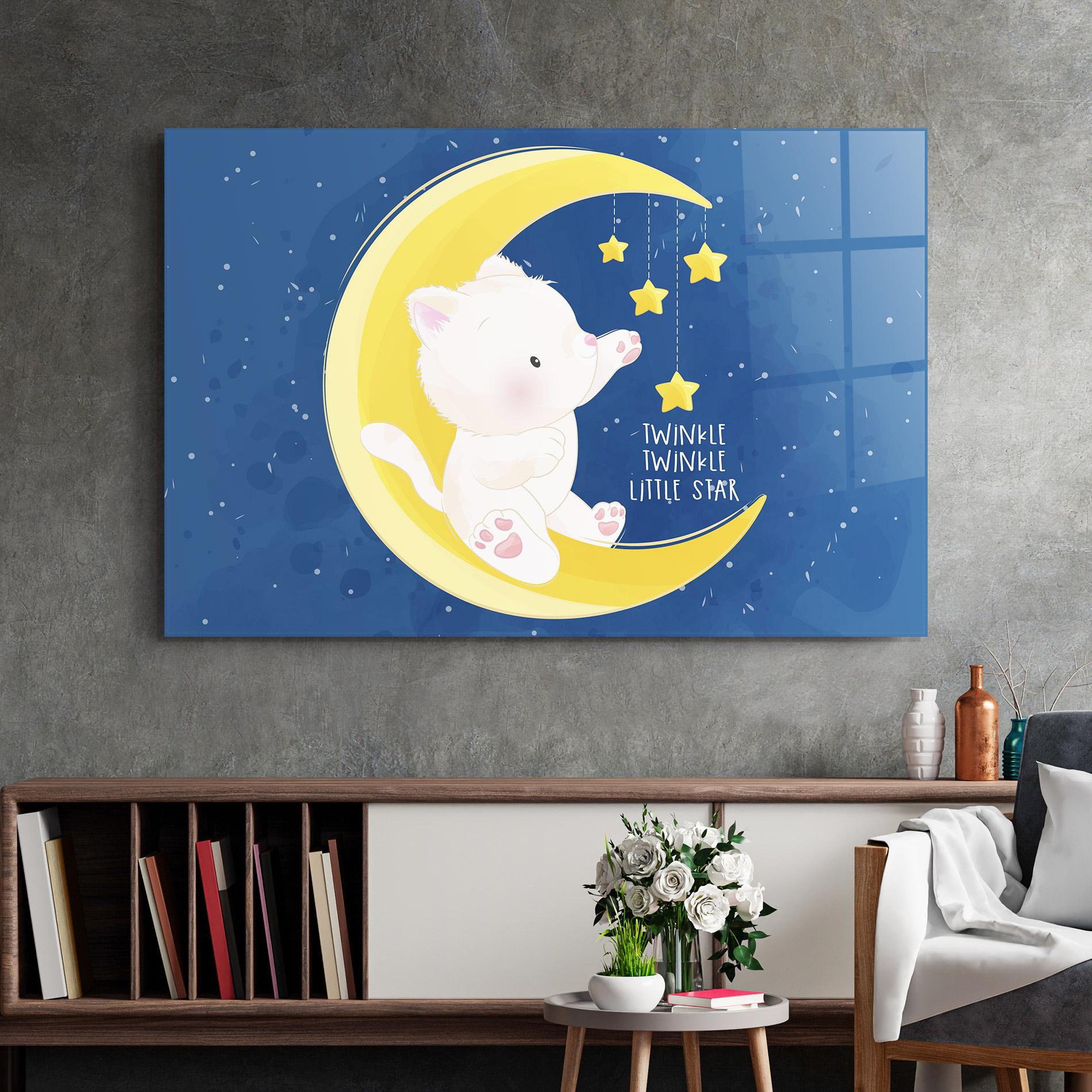 Tablou Sticla Cat Moon Star mockup 2