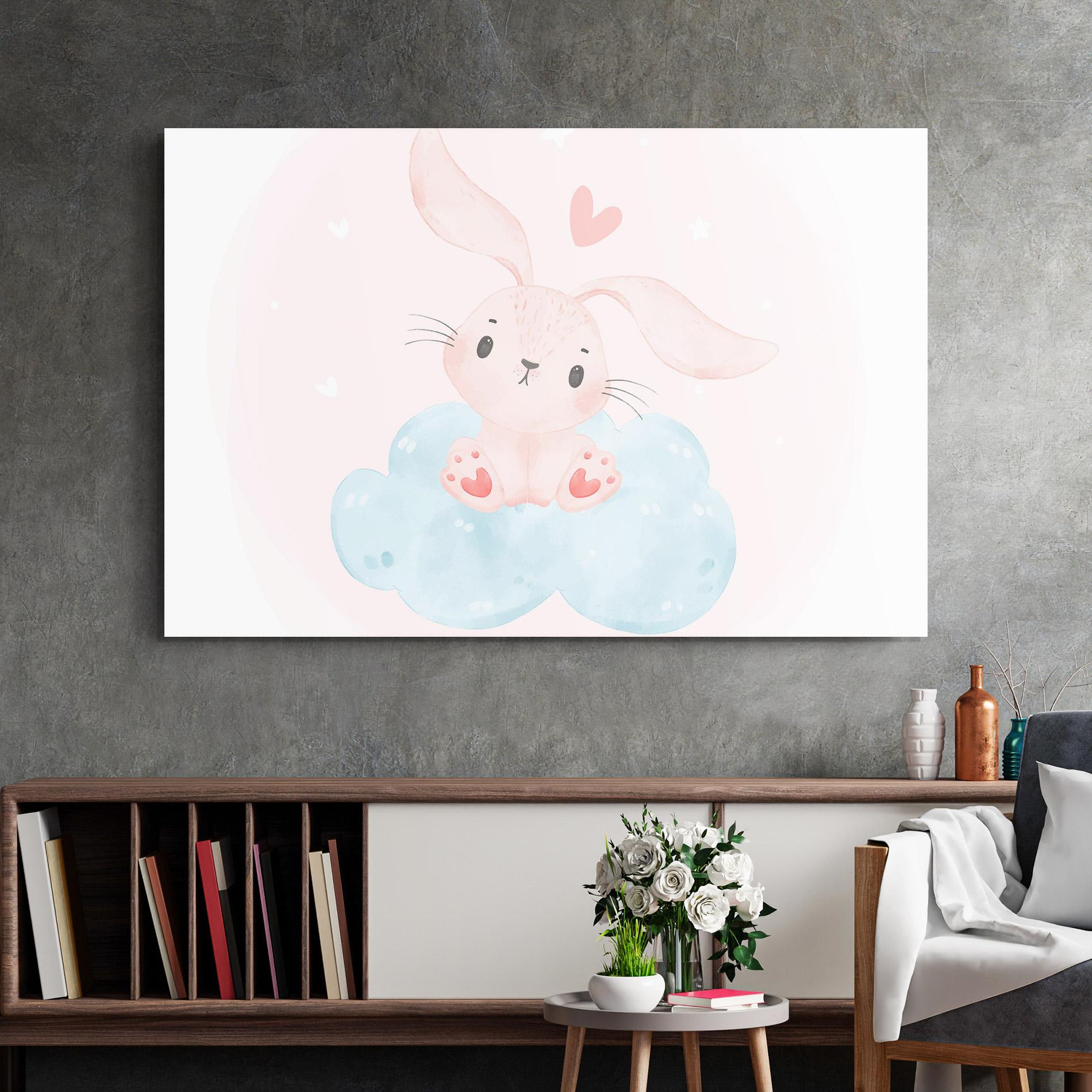 Tablou Sticla Cloud Pink Bunny mockup 2