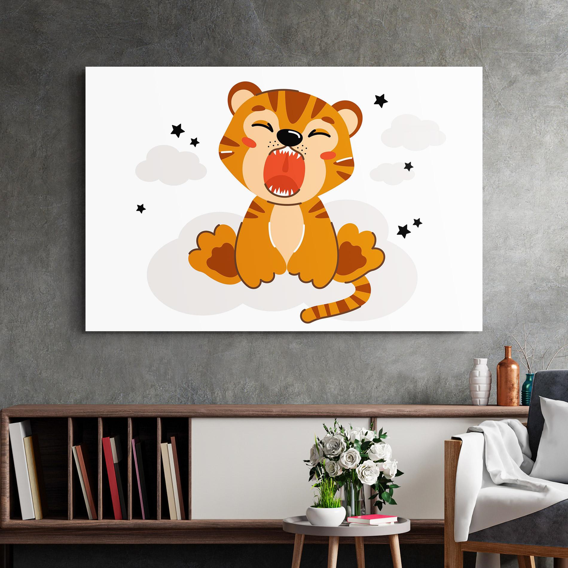 Tablou Sticla Cute Sleepy Tiger mockup 2
