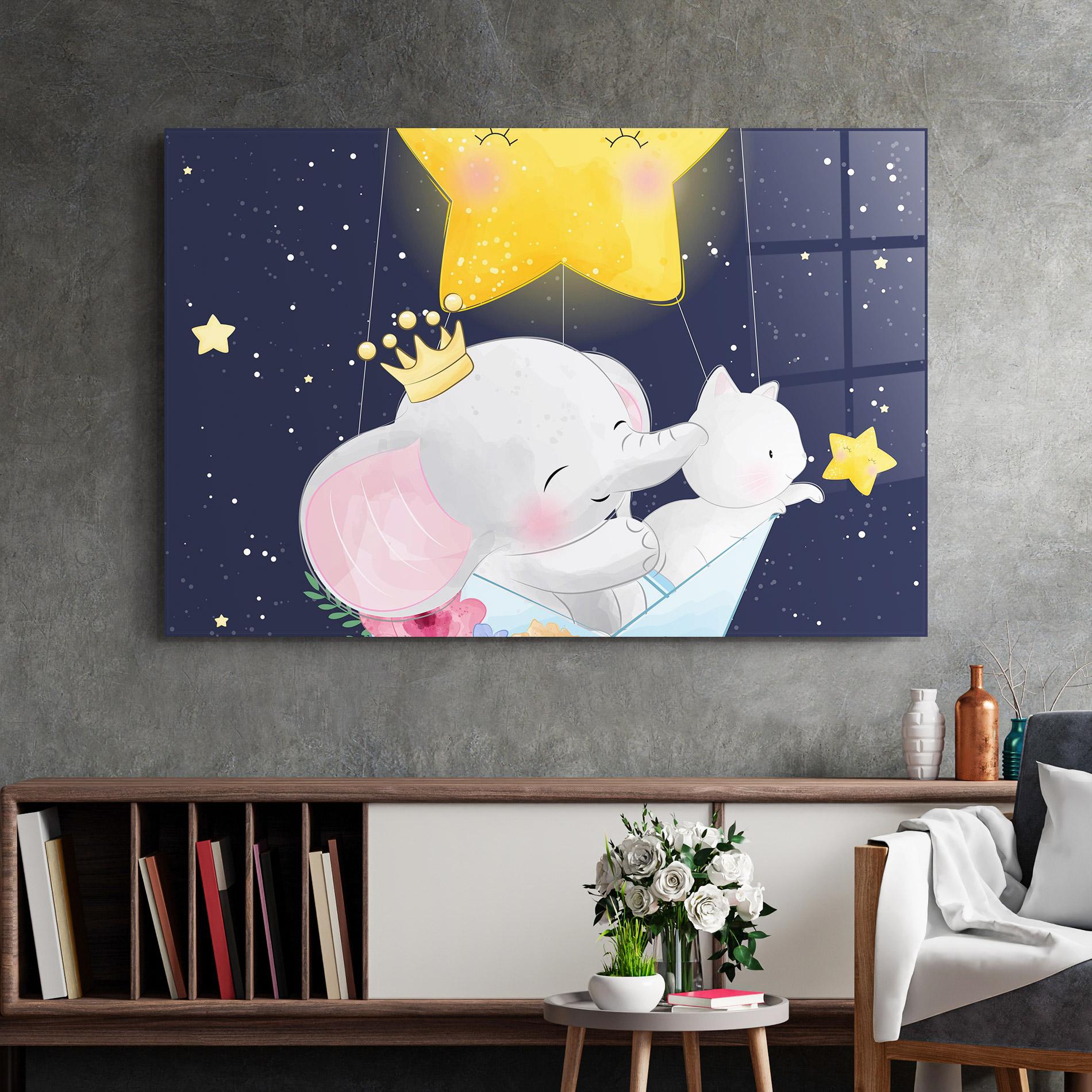 Tablou Sticla Elephant Cat mockup 2